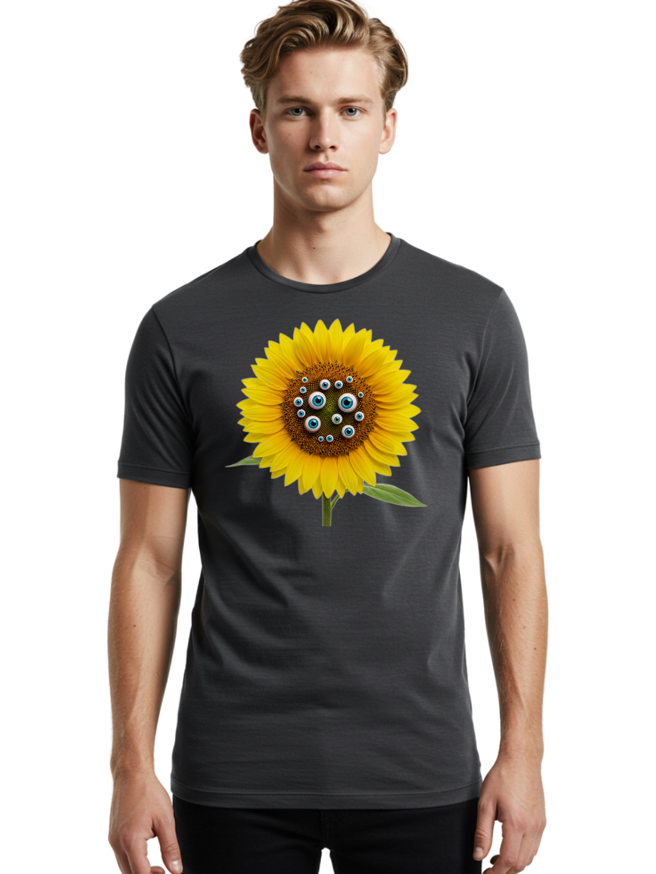 Sunflower-With-Eyes-5 Men'S Graphic Tee, 100% Cotton, Comfortable Casual Summer Wear, Machine Washable, Vintage Camera, Old Camera, Antique Camera, Black Camera, Classic Photography, Photography Equipment, Nostalgic Device, Film Camera, Bag045 25