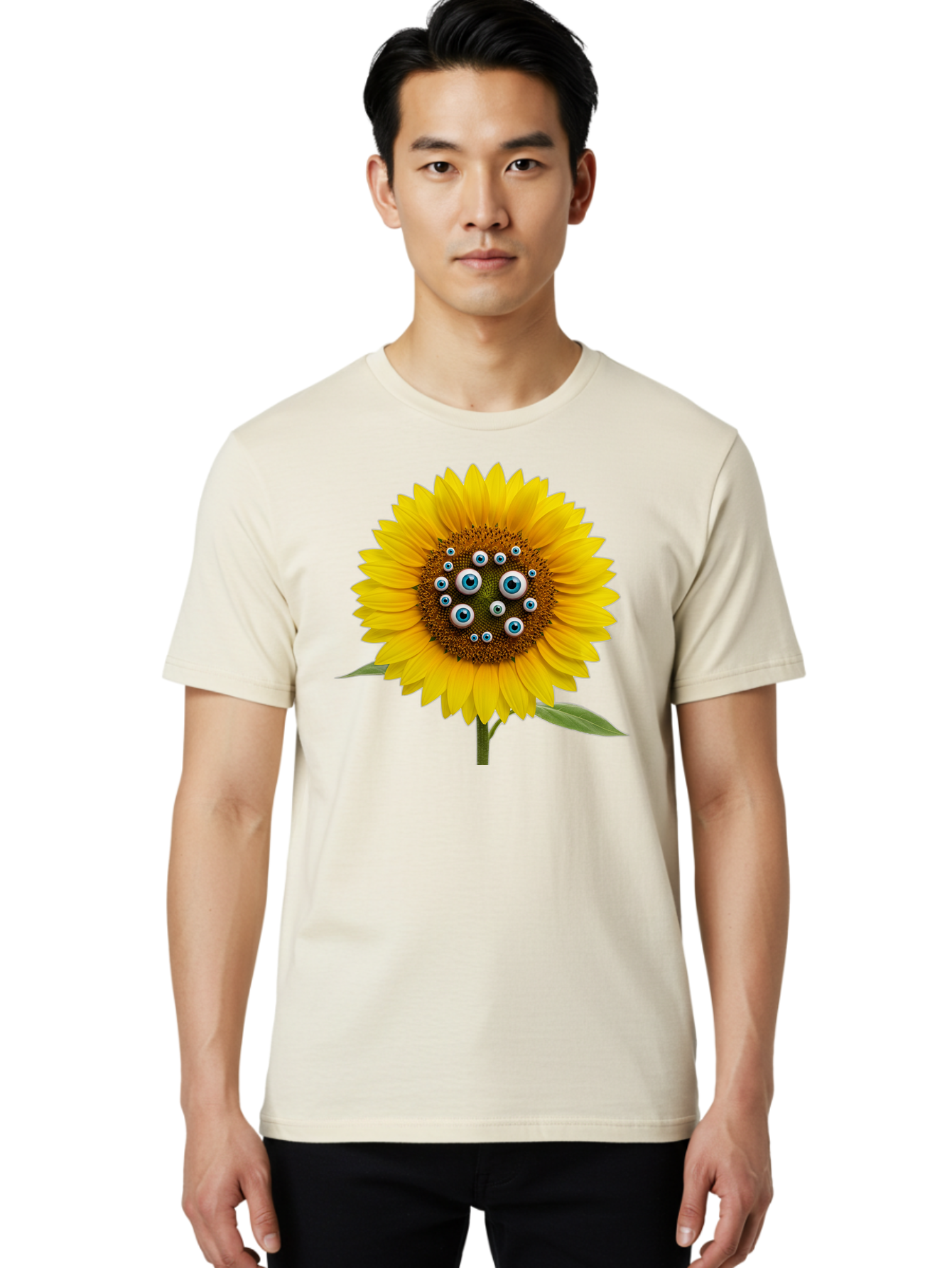 Sunflower-With-Eyes-5 Men'S Graphic Tee, 100% Cotton, Comfortable Casual Summer Wear, Machine Washable, Vintage Camera, Old Camera, Antique Camera, Black Camera, Classic Photography, Photography Equipment, Nostalgic Device, Film Camera, Bag045 28