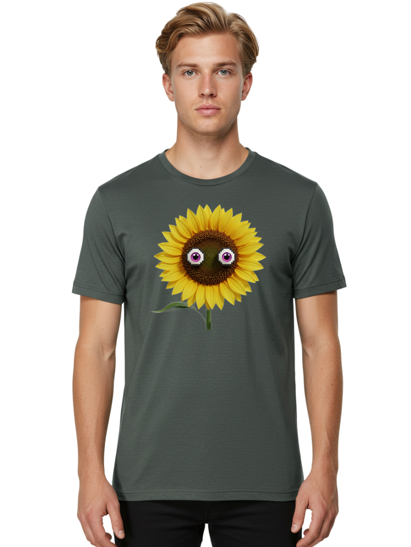 Sunflower-With-Eyes Men'S Graphic Tee, 100% Cotton, Comfortable Casual Summer Wear, Machine Washable, Vintage Camera, Old Camera, Antique Camera, Black Camera, Classic Photography, Photography Equipment, Nostalgic Device, Film Camera, Bag046 22