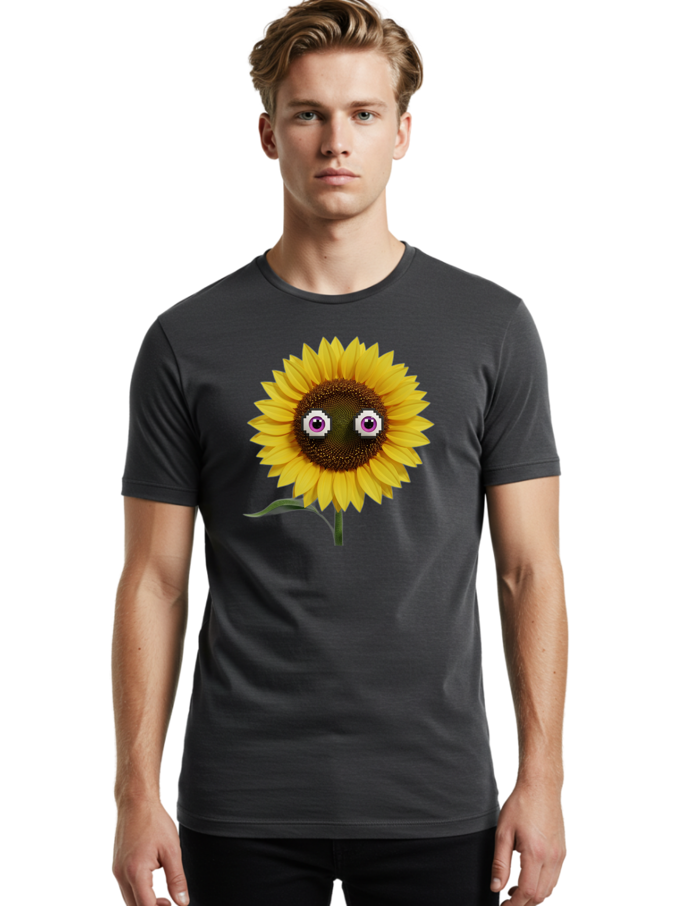 Sunflower-With-Eyes Men'S Graphic Tee, 100% Cotton, Comfortable Casual Summer Wear, Machine Washable, Vintage Camera, Old Camera, Antique Camera, Black Camera, Classic Photography, Photography Equipment, Nostalgic Device, Film Camera, Bag046 16