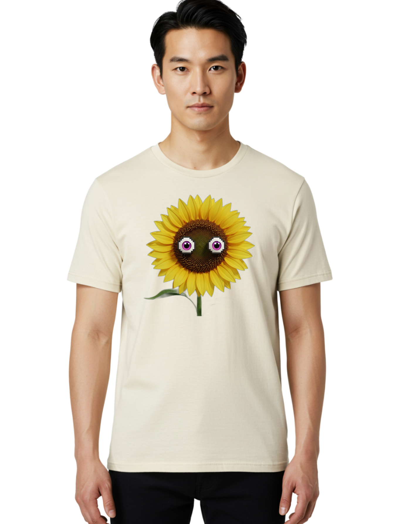 Sunflower-With-Eyes Men'S Graphic Tee, 100% Cotton, Comfortable Casual Summer Wear, Machine Washable, Vintage Camera, Old Camera, Antique Camera, Black Camera, Classic Photography, Photography Equipment, Nostalgic Device, Film Camera, Bag046 30