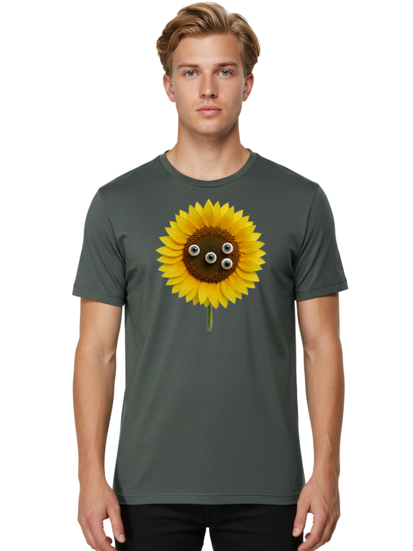 Sunflower-With-Googly-Eyes Men'S Graphic Tee, 100% Cotton, Comfortable Casual Summer Wear, Machine Washable, Vintage Camera, Old Camera, Antique Camera, Black Camera, Classic Photography, Photography Equipment, Nostalgic Device, Film Camera, Bag047 19