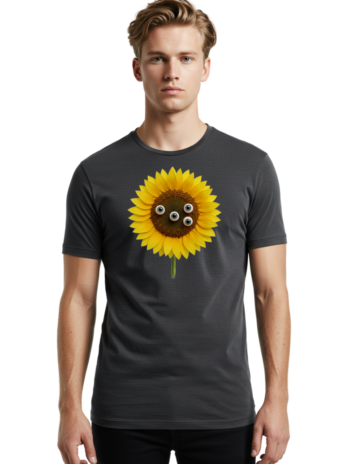 Sunflower-With-Googly-Eyes Men'S Graphic Tee, 100% Cotton, Comfortable Casual Summer Wear, Machine Washable, Vintage Camera, Old Camera, Antique Camera, Black Camera, Classic Photography, Photography Equipment, Nostalgic Device, Film Camera, Bag047 17