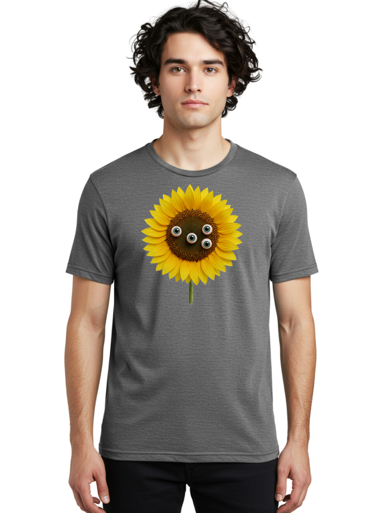 Sunflower-With-Googly-Eyes Men'S Graphic Tee, 100% Cotton, Comfortable Casual Summer Wear, Machine Washable, Vintage Camera, Old Camera, Antique Camera, Black Camera, Classic Photography, Photography Equipment, Nostalgic Device, Film Camera, Bag047 21