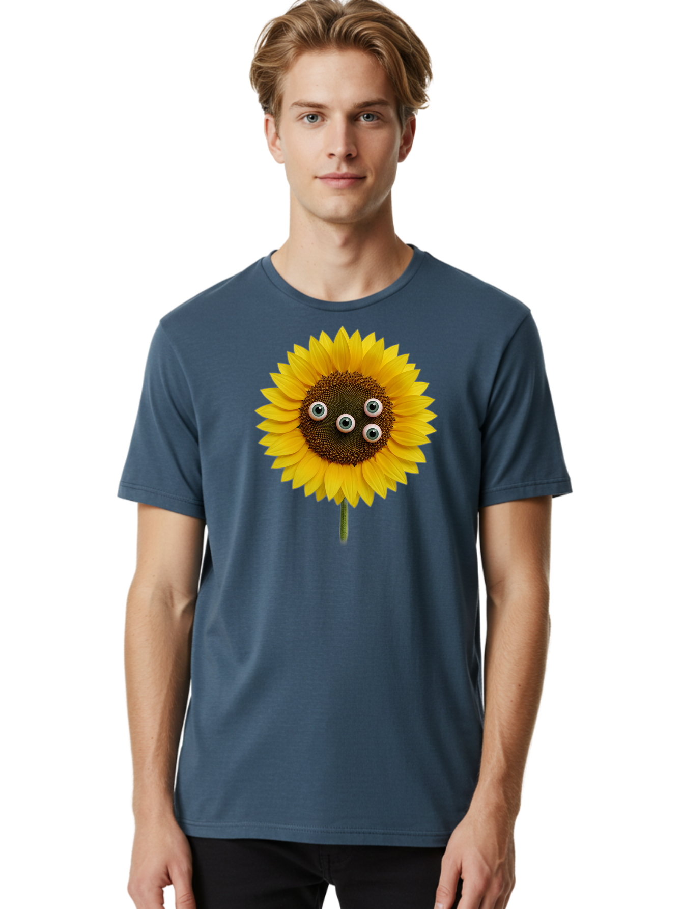 Sunflower-With-Googly-Eyes Men'S Graphic Tee, 100% Cotton, Comfortable Casual Summer Wear, Machine Washable, Vintage Camera, Old Camera, Antique Camera, Black Camera, Classic Photography, Photography Equipment, Nostalgic Device, Film Camera, Bag047 16