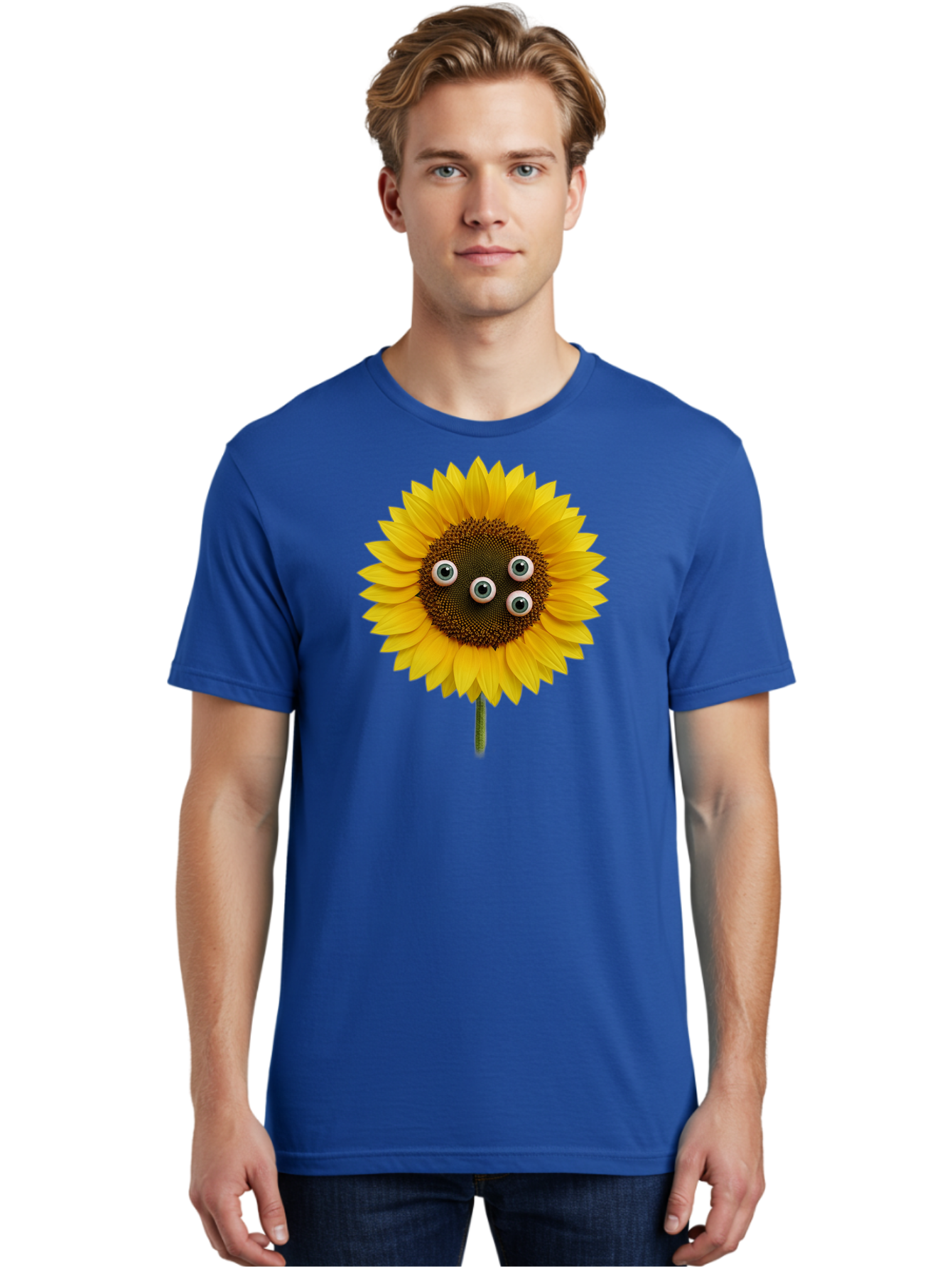 Sunflower-With-Googly-Eyes Men'S Graphic Tee, 100% Cotton, Comfortable Casual Summer Wear, Machine Washable, Vintage Camera, Old Camera, Antique Camera, Black Camera, Classic Photography, Photography Equipment, Nostalgic Device, Film Camera, Bag047 25