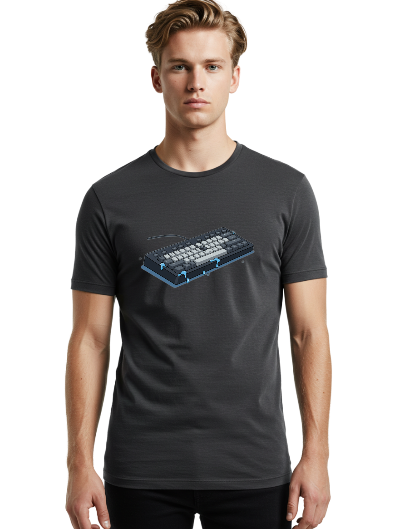 Water-Damaged-Keyboard Men'S Graphic Tee, 100% Cotton, Comfortable Casual Summer Wear, Machine Washable, Vintage Camera, Old Camera, Antique Camera, Black Camera, Classic Photography, Photography Equipment, Nostalgic Device, Film Camera, Bag095 26