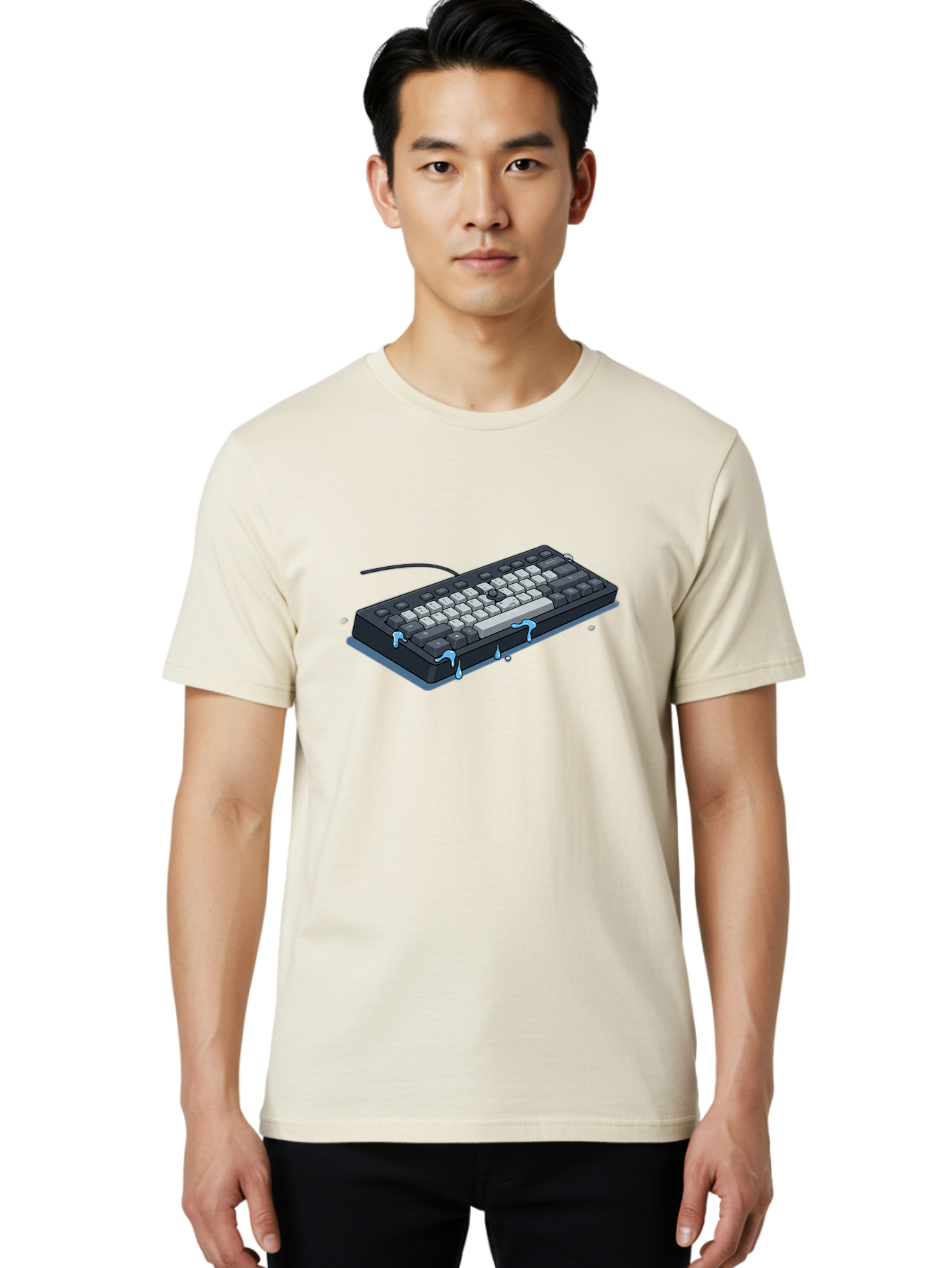 Water-Damaged-Keyboard Men'S Graphic Tee, 100% Cotton, Comfortable Casual Summer Wear, Machine Washable, Vintage Camera, Old Camera, Antique Camera, Black Camera, Classic Photography, Photography Equipment, Nostalgic Device, Film Camera, Bag095 22