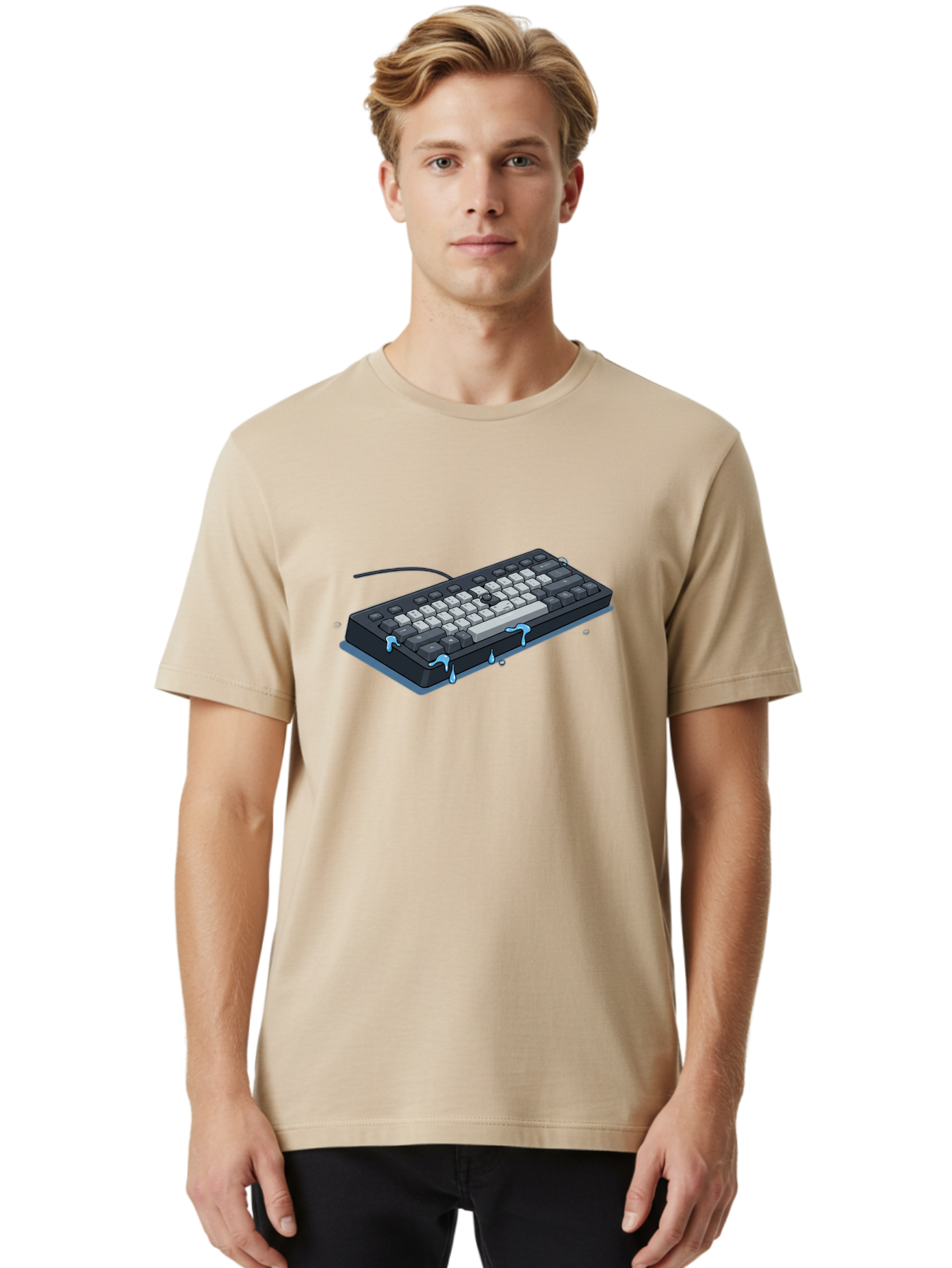 Water-Damaged-Keyboard Men'S Graphic Tee, 100% Cotton, Comfortable Casual Summer Wear, Machine Washable, Vintage Camera, Old Camera, Antique Camera, Black Camera, Classic Photography, Photography Equipment, Nostalgic Device, Film Camera, Bag095 30