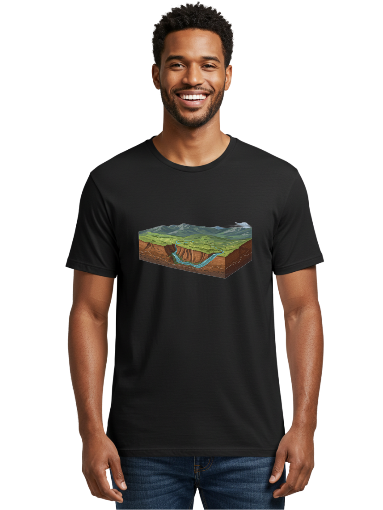 3D-Landscape-Cross-Section Men'S Graphic Tee, 100% Cotton, Comfortable Casual Summer Wear, Machine Washable, Vintage Camera, Old Camera, Antique Camera, Black Camera, Classic Photography, Photography Equipment, Nostalgic Device, Film Camera, Bag107 30