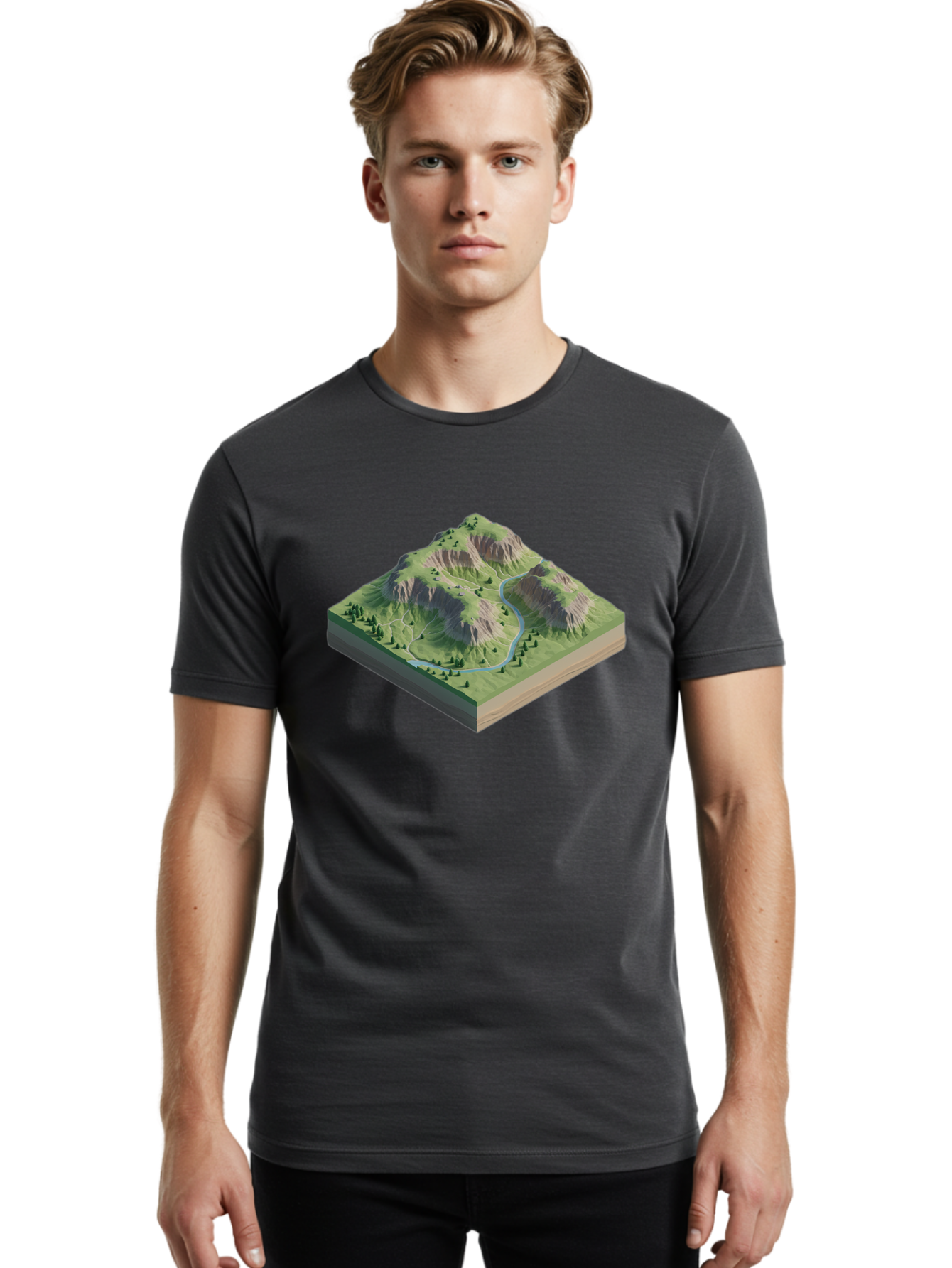 3D-Mountain-Landscape Men'S Graphic Tee, 100% Cotton, Comfortable Casual Summer Wear, Machine Washable, Vintage Camera, Old Camera, Antique Camera, Black Camera, Classic Photography, Photography Equipment, Nostalgic Device, Film Camera, Bag110 18