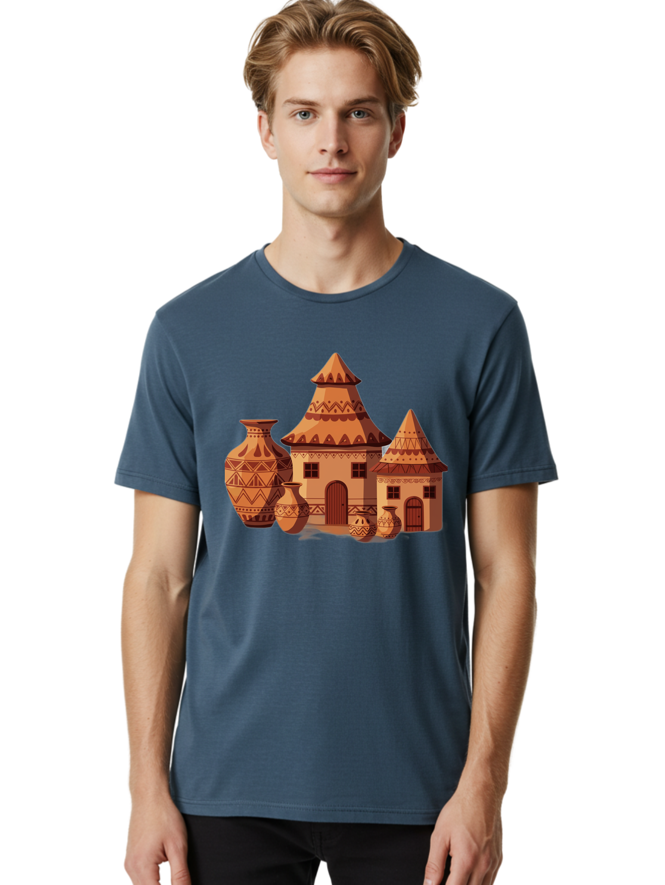 African-Huts-And-Vases Men'S Graphic Tee, 100% Cotton, Comfortable Casual Summer Wear, Machine Washable, Vintage Camera, Old Camera, Antique Camera, Black Camera, Classic Photography, Photography Equipment, Nostalgic Device, Film Camera, Bag130 27
