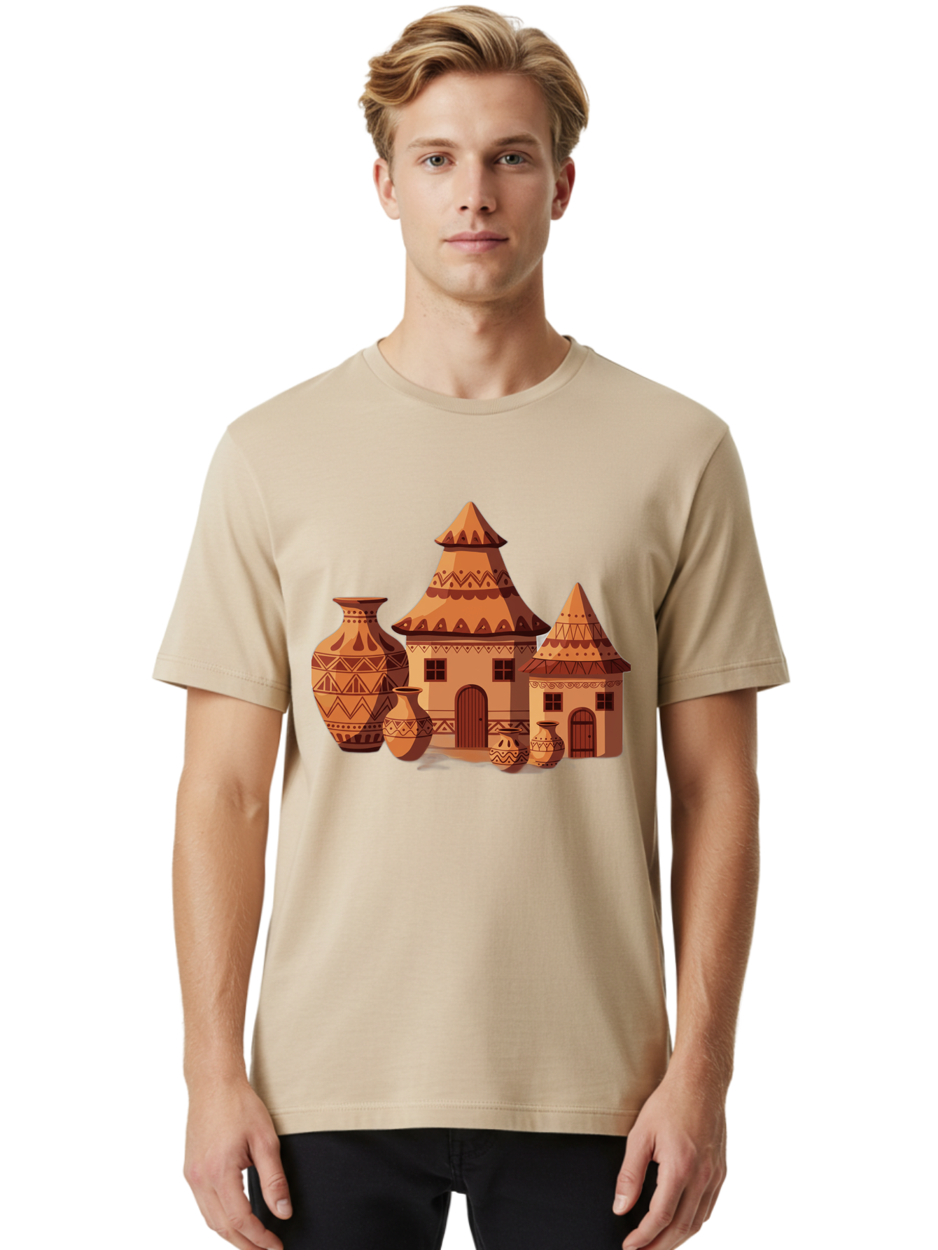 African-Huts-And-Vases Men'S Graphic Tee, 100% Cotton, Comfortable Casual Summer Wear, Machine Washable, Vintage Camera, Old Camera, Antique Camera, Black Camera, Classic Photography, Photography Equipment, Nostalgic Device, Film Camera, Bag130 22