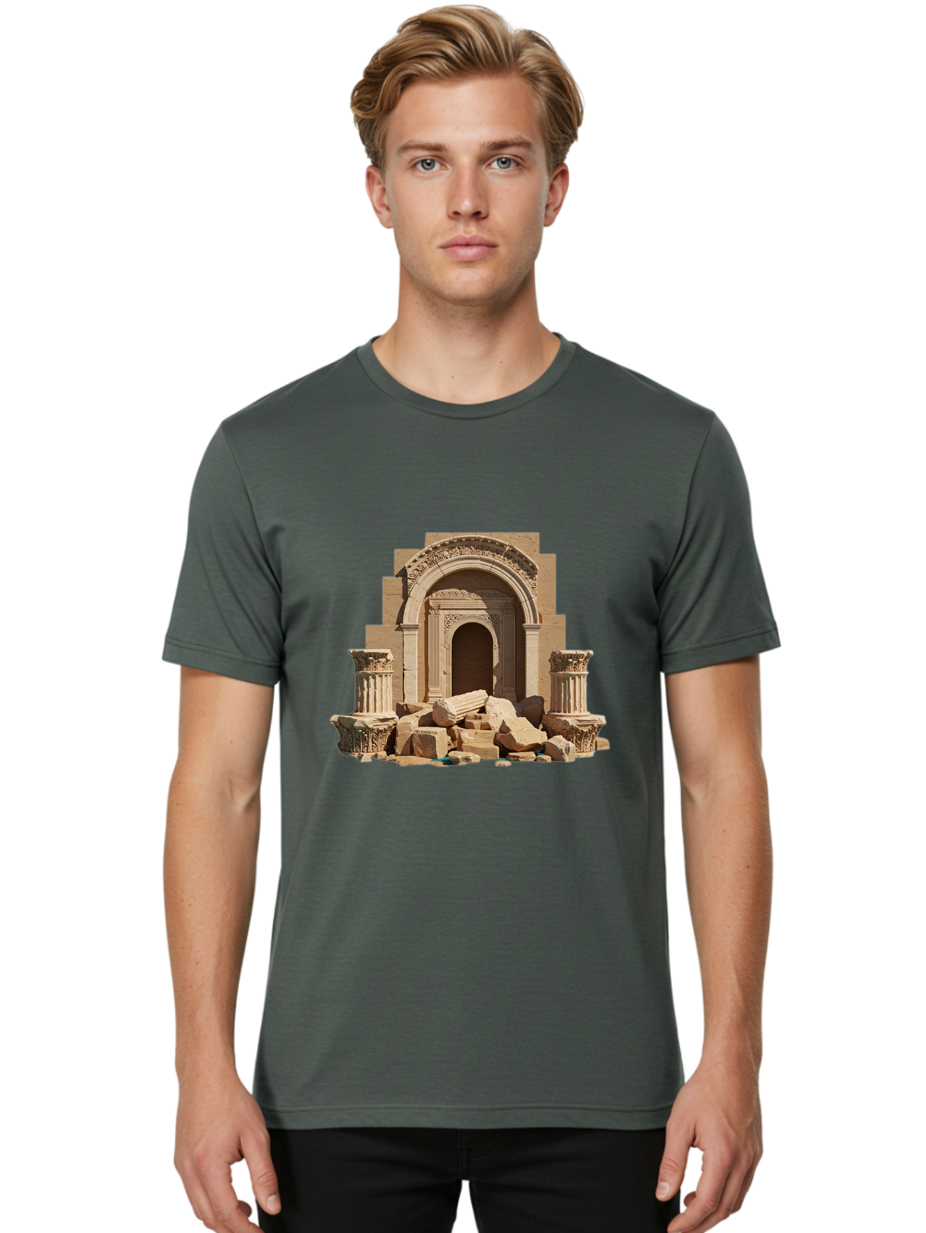 Ancient-Archway-Ruins Men'S Graphic Tee, 100% Cotton, Comfortable Casual Summer Wear, Machine Washable, Vintage Camera, Old Camera, Antique Camera, Black Camera, Classic Photography, Photography Equipment, Nostalgic Device, Film Camera, Bag133 18