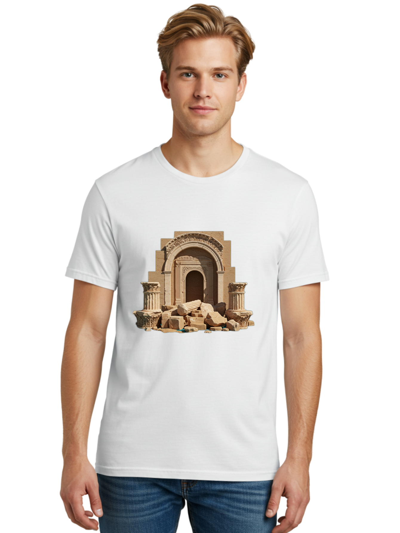 Ancient-Archway-Ruins Men'S Graphic Tee, 100% Cotton, Comfortable Casual Summer Wear, Machine Washable, Vintage Camera, Old Camera, Antique Camera, Black Camera, Classic Photography, Photography Equipment, Nostalgic Device, Film Camera, Bag133 24