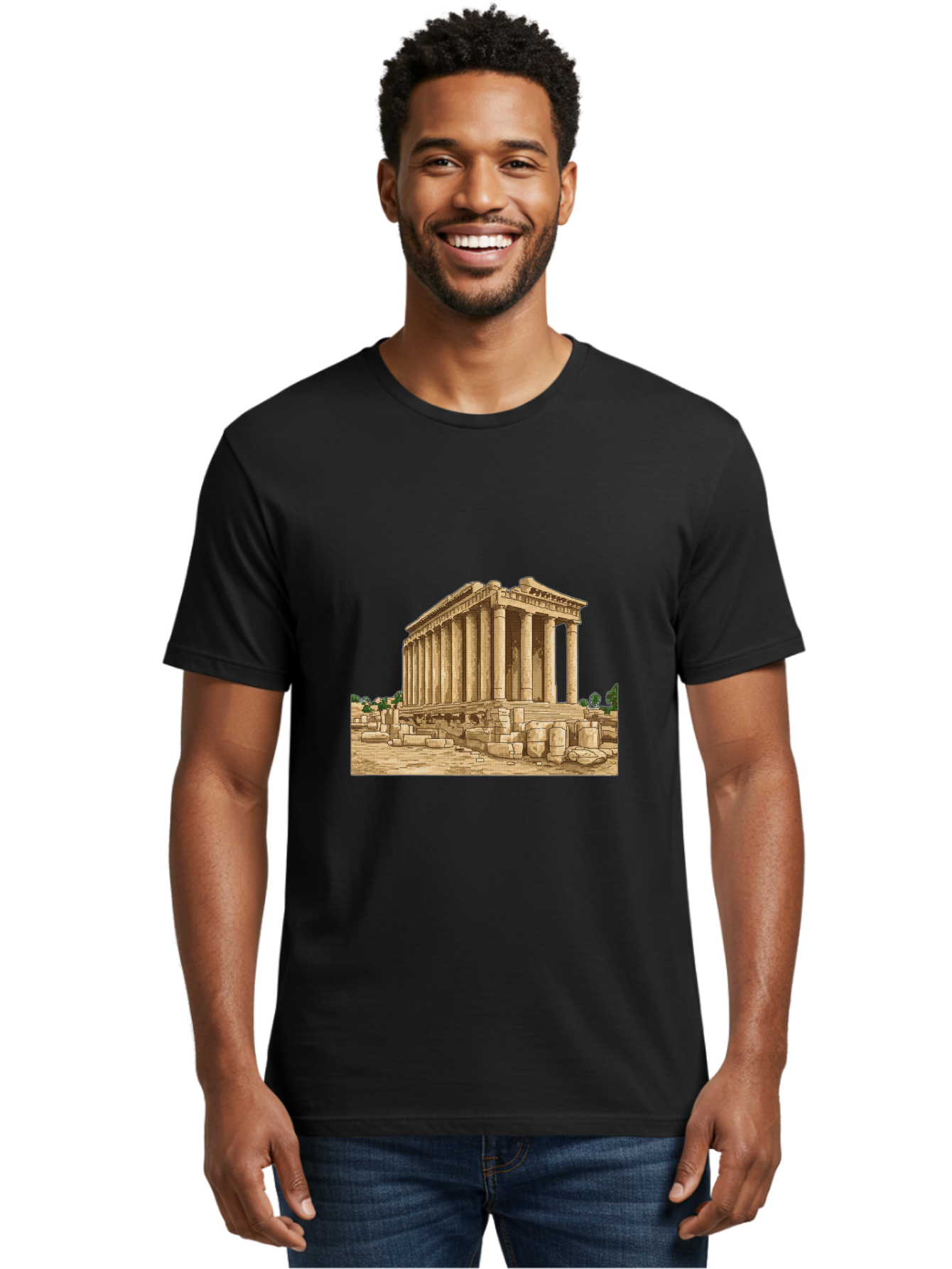 Ancient-Greek-Temple Men'S Graphic Tee, 100% Cotton, Comfortable Casual Summer Wear, Machine Washable, Vintage Camera, Old Camera, Antique Camera, Black Camera, Classic Photography, Photography Equipment, Nostalgic Device, Film Camera, Bag134 25