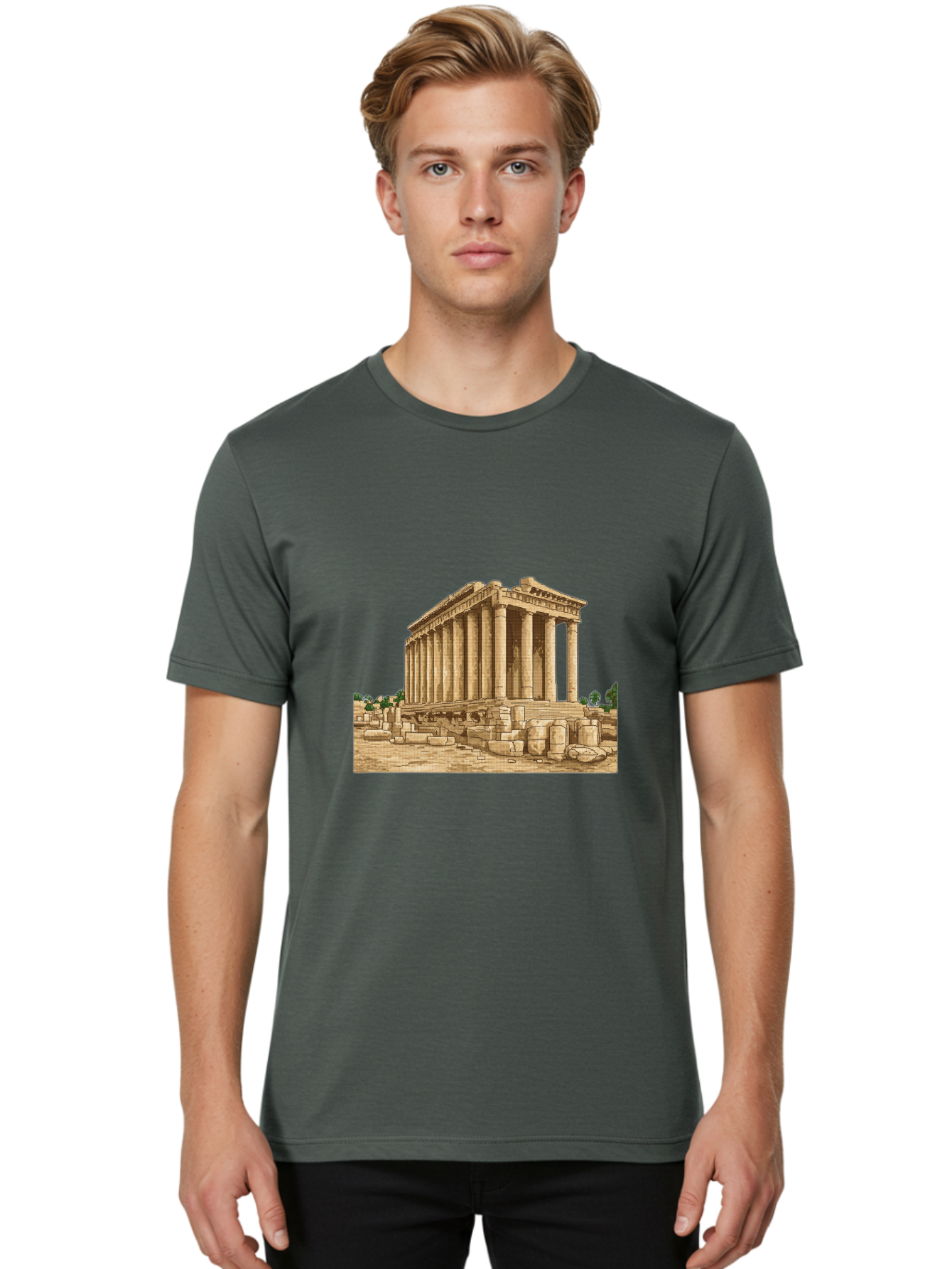 Ancient-Greek-Temple Men'S Graphic Tee, 100% Cotton, Comfortable Casual Summer Wear, Machine Washable, Vintage Camera, Old Camera, Antique Camera, Black Camera, Classic Photography, Photography Equipment, Nostalgic Device, Film Camera, Bag134 17