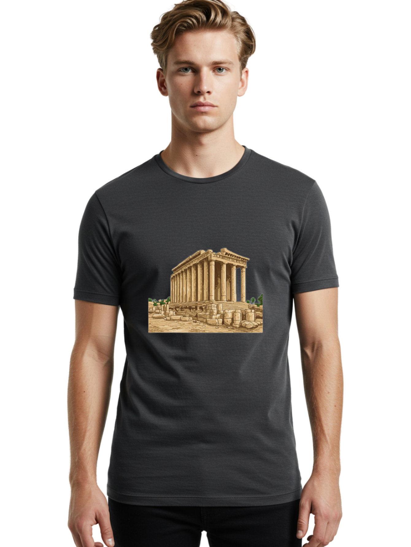 Ancient-Greek-Temple Men'S Graphic Tee, 100% Cotton, Comfortable Casual Summer Wear, Machine Washable, Vintage Camera, Old Camera, Antique Camera, Black Camera, Classic Photography, Photography Equipment, Nostalgic Device, Film Camera, Bag134 24