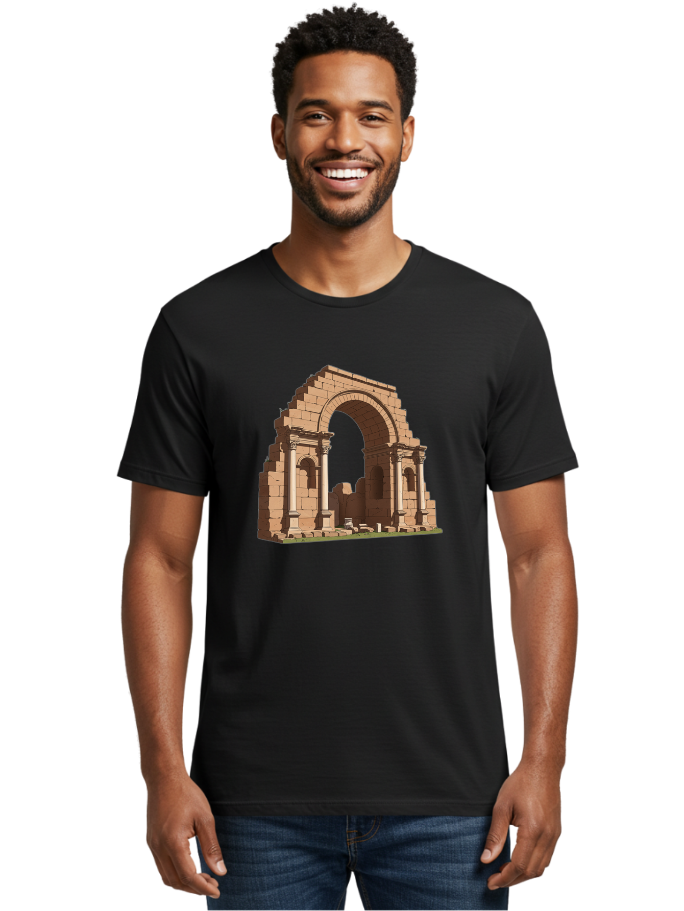 Archway-Ruins Men'S Graphic Tee, 100% Cotton, Comfortable Casual Summer Wear, Machine Washable, Vintage Camera, Old Camera, Antique Camera, Black Camera, Classic Photography, Photography Equipment, Nostalgic Device, Film Camera, Camera Art Bag146 23