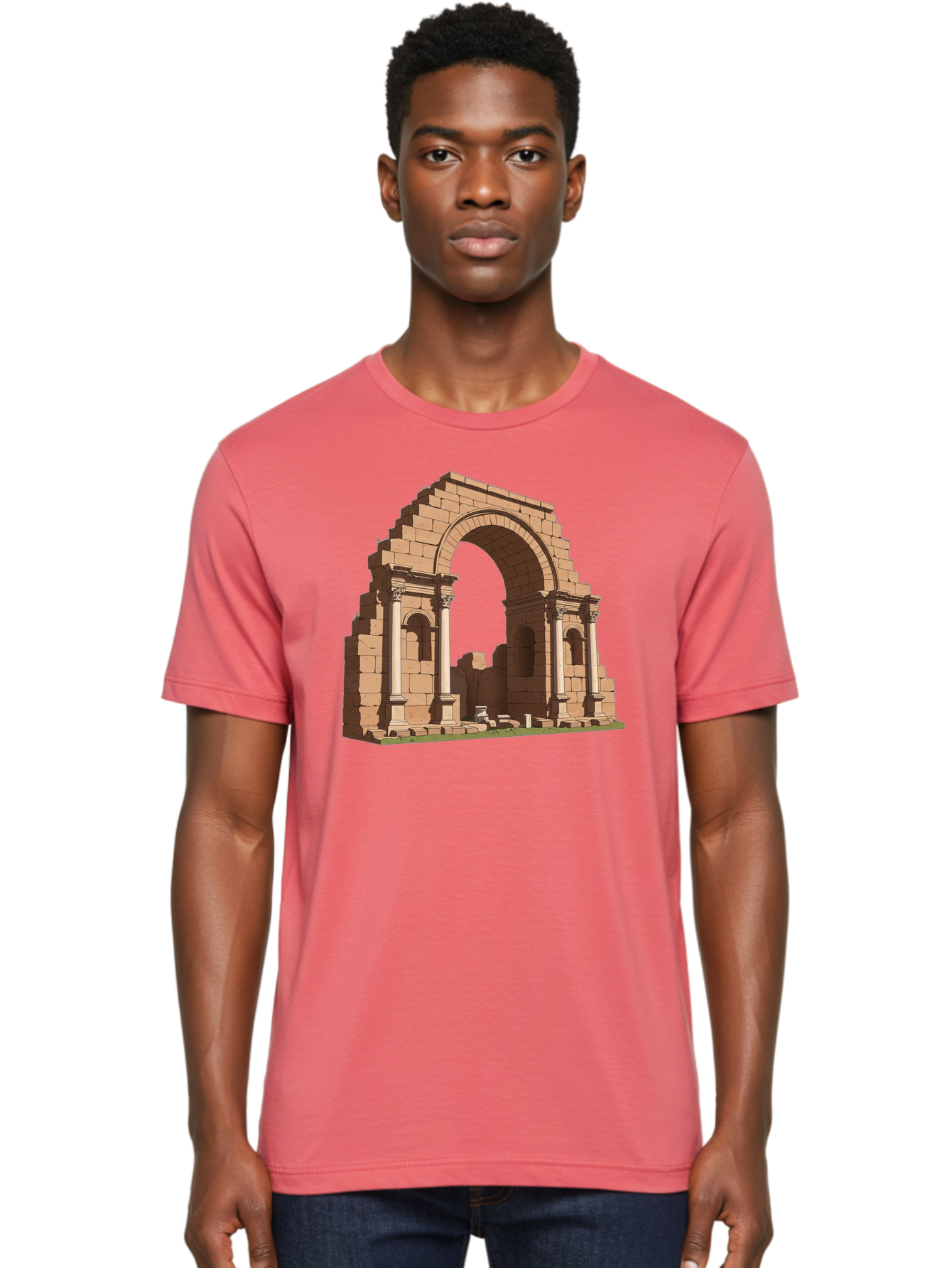Archway-Ruins Men'S Graphic Tee, 100% Cotton, Comfortable Casual Summer Wear, Machine Washable, Vintage Camera, Old Camera, Antique Camera, Black Camera, Classic Photography, Photography Equipment, Nostalgic Device, Film Camera, Camera Art Bag146 20