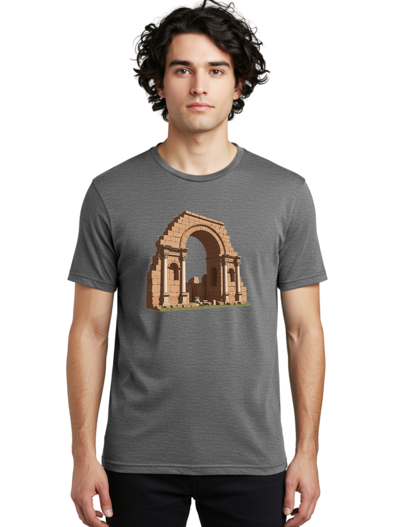 Archway-Ruins Men'S Graphic Tee, 100% Cotton, Comfortable Casual Summer Wear, Machine Washable, Vintage Camera, Old Camera, Antique Camera, Black Camera, Classic Photography, Photography Equipment, Nostalgic Device, Film Camera, Camera Art Bag146 28