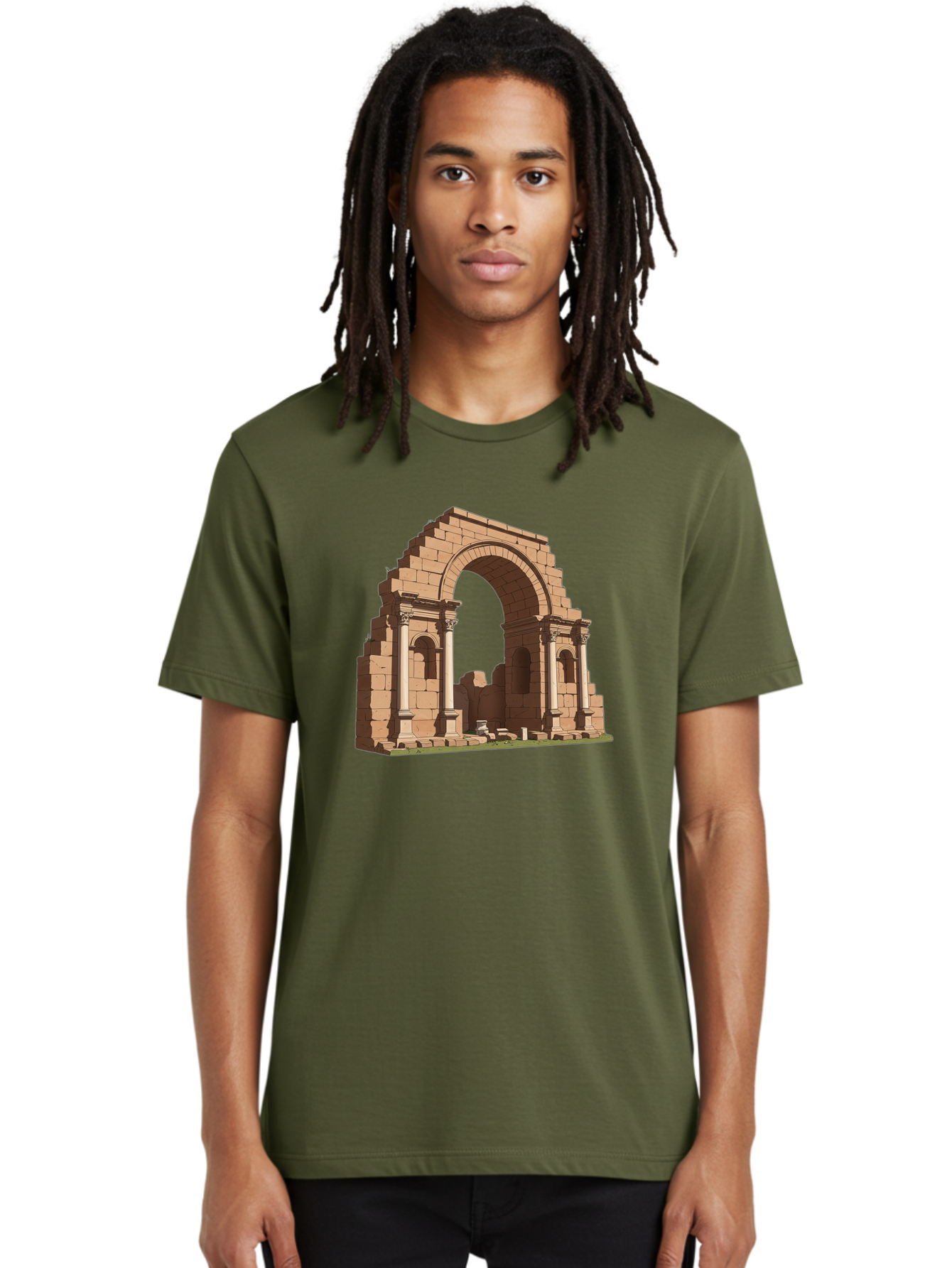 Archway-Ruins Men'S Graphic Tee, 100% Cotton, Comfortable Casual Summer Wear, Machine Washable, Vintage Camera, Old Camera, Antique Camera, Black Camera, Classic Photography, Photography Equipment, Nostalgic Device, Film Camera, Camera Art Bag146 21