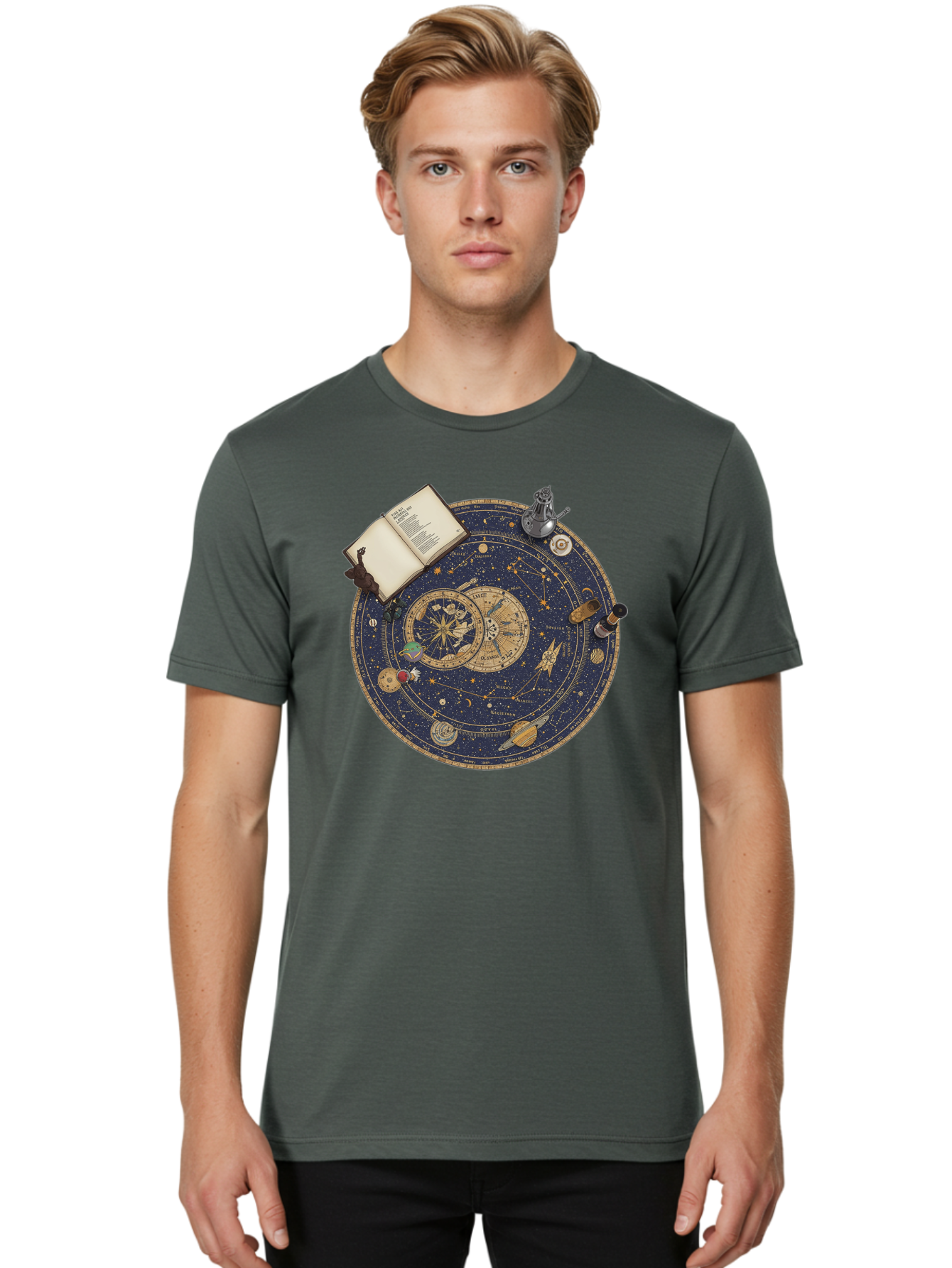 Astronomy-Wheel Men'S Graphic Tee, 100% Cotton, Comfortable Casual Summer Wear, Machine Washable, Vintage Camera, Old Camera, Antique Camera, Black Camera, Classic Photography, Photography Equipment, Nostalgic Device, Film Camera, Camera Art Bag153 29