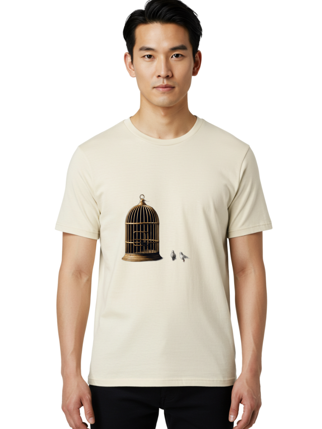 Bird-Cage-And-Birds Men'S Graphic Tee, 100% Cotton, Comfortable Casual Summer Wear, Machine Washable, Vintage Camera, Old Camera, Antique Camera, Black Camera, Classic Photography, Photography Equipment, Nostalgic Device, Film Camera, Bag172 30