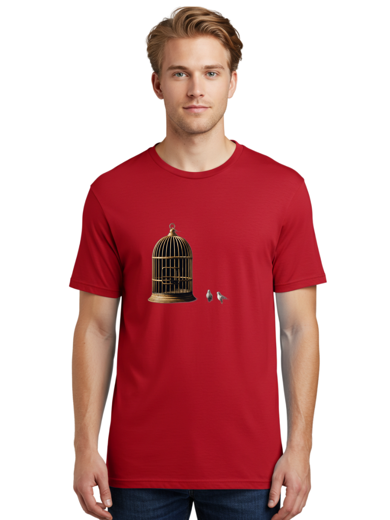 Bird-Cage-And-Birds Men'S Graphic Tee, 100% Cotton, Comfortable Casual Summer Wear, Machine Washable, Vintage Camera, Old Camera, Antique Camera, Black Camera, Classic Photography, Photography Equipment, Nostalgic Device, Film Camera, Bag172 16