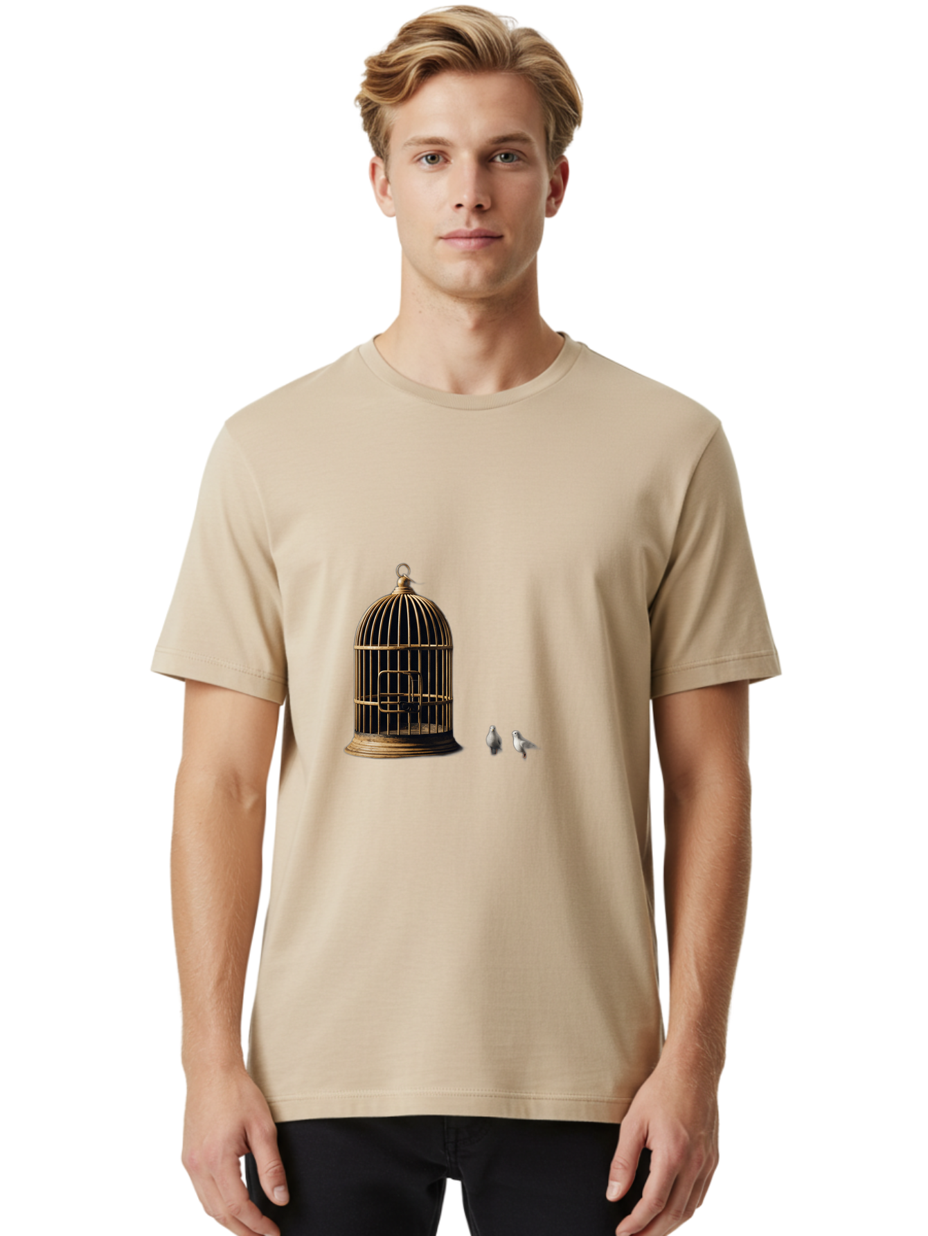 Bird-Cage-And-Birds Men'S Graphic Tee, 100% Cotton, Comfortable Casual Summer Wear, Machine Washable, Vintage Camera, Old Camera, Antique Camera, Black Camera, Classic Photography, Photography Equipment, Nostalgic Device, Film Camera, Bag172 22