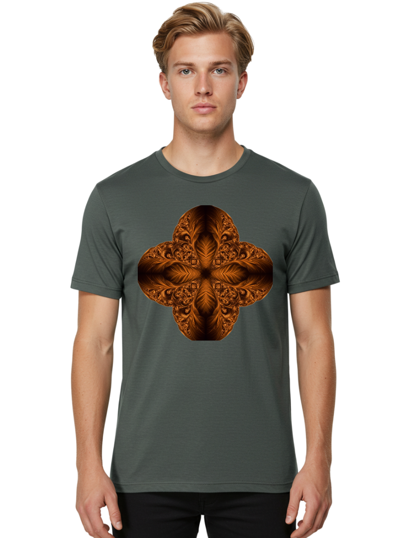 Brown-Fractal-Design Men'S Graphic Tee, 100% Cotton, Comfortable Casual Summer Wear, Machine Washable, Vintage Camera, Old Camera, Antique Camera, Black Camera, Classic Photography, Photography Equipment, Nostalgic Device, Film Camera, Bag216 16