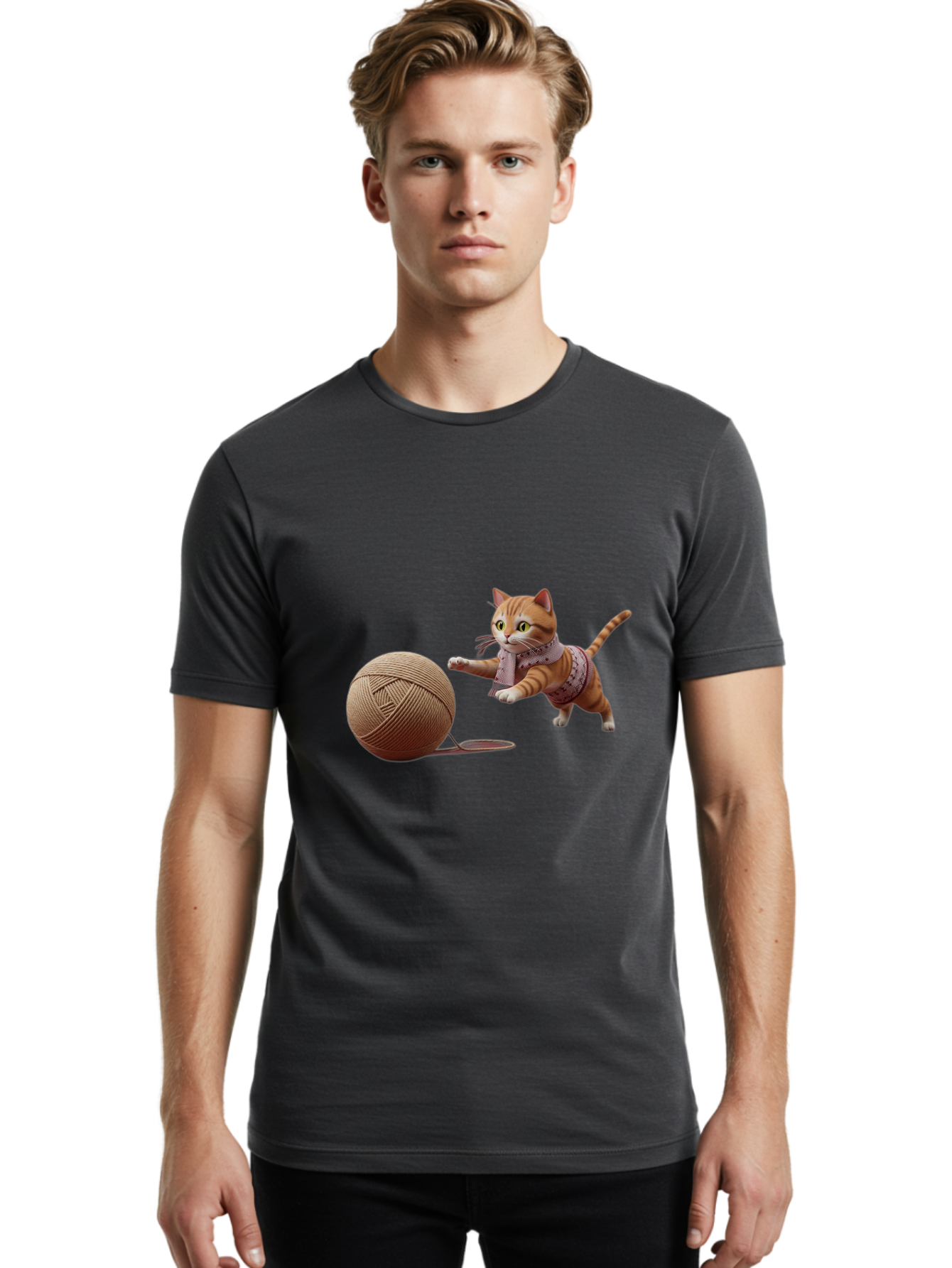 Cat-Playing-With-Yarn-Ball Men'S Graphic Tee, 100% Cotton, Comfortable Casual Summer Wear, Machine Washable, Vintage Camera, Old Camera, Antique Camera, Black Camera, Classic Photography, Photography Equipment, Nostalgic Device, Film Camera, Bag264 20