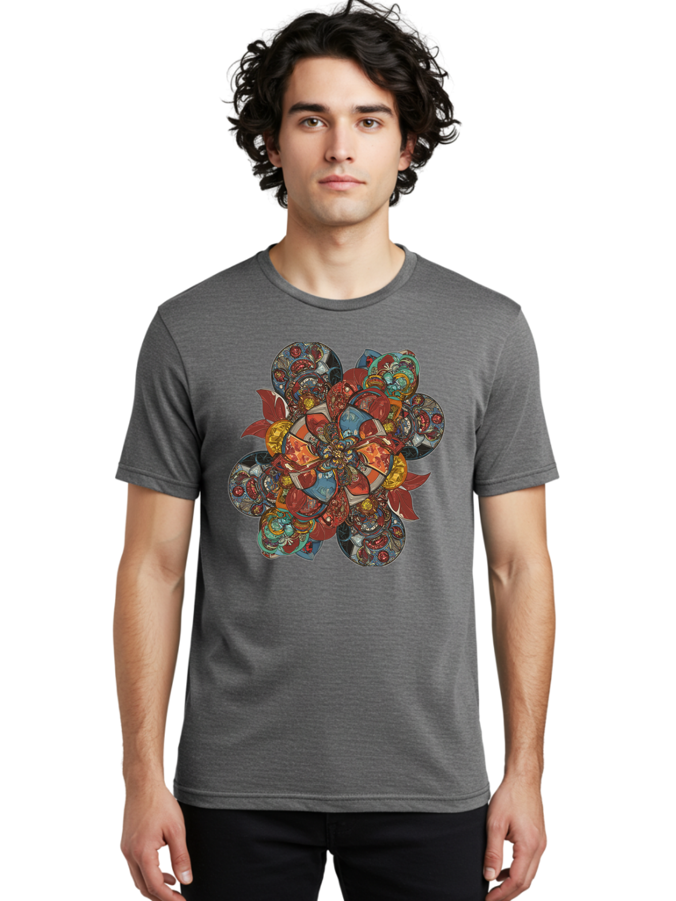 Flower-Mandala Men'S Graphic Tee, 100% Cotton, Comfortable Casual Summer Wear, Machine Washable, Vintage Camera, Old Camera, Antique Camera, Black Camera, Classic Photography, Photography Equipment, Nostalgic Device, Film Camera, Camera Art Bag472 19