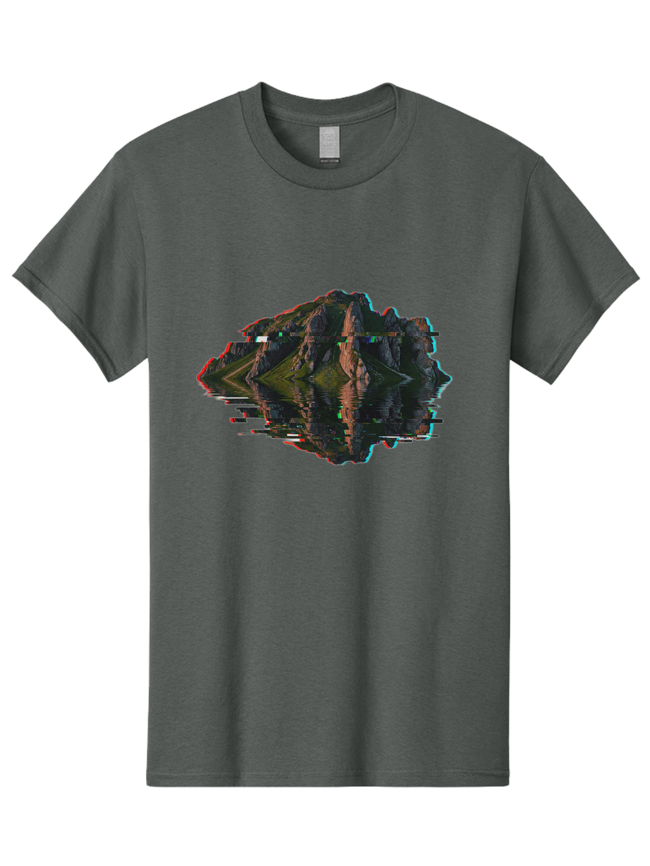 Glitching-Mountain-Landscape Men'S Graphic Tee, 100% Cotton, Comfortable Casual Summer Wear, Machine Washable, Vintage Camera, Old Camera, Antique Camera, Black Camera, Classic Photography, Photography Equipment, Nostalgic Device, Film Camera, Bag533 14
