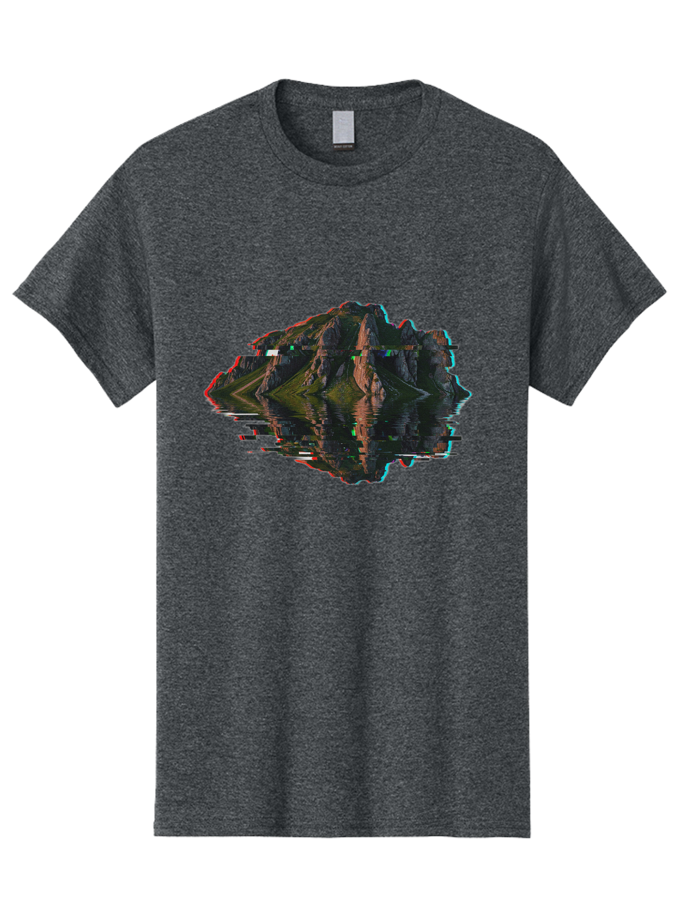 Glitching-Mountain-Landscape Men'S Graphic Tee, 100% Cotton, Comfortable Casual Summer Wear, Machine Washable, Vintage Camera, Old Camera, Antique Camera, Black Camera, Classic Photography, Photography Equipment, Nostalgic Device, Film Camera, Bag533 11