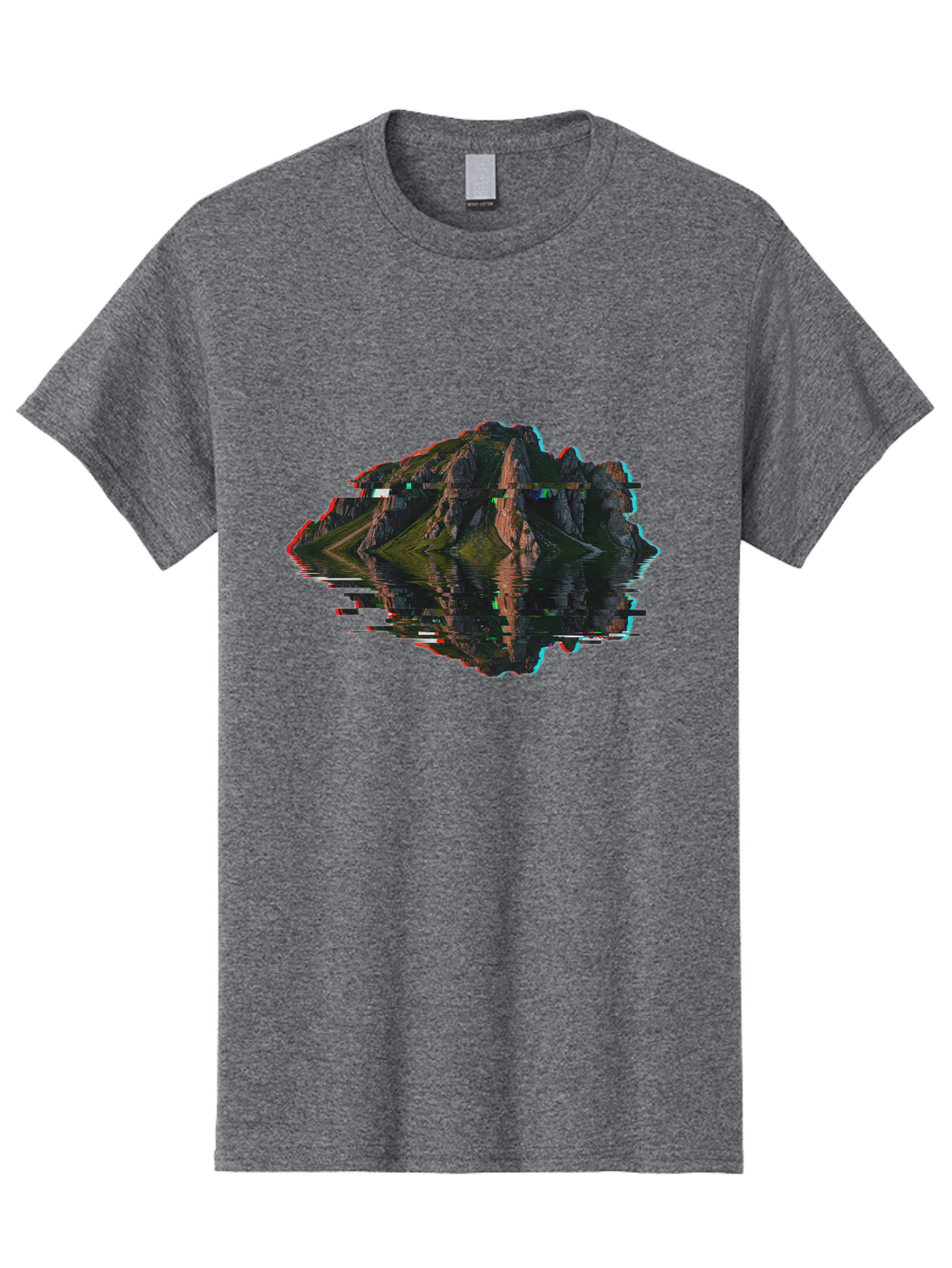 Glitching-Mountain-Landscape Men'S Graphic Tee, 100% Cotton, Comfortable Casual Summer Wear, Machine Washable, Vintage Camera, Old Camera, Antique Camera, Black Camera, Classic Photography, Photography Equipment, Nostalgic Device, Film Camera, Bag533 13
