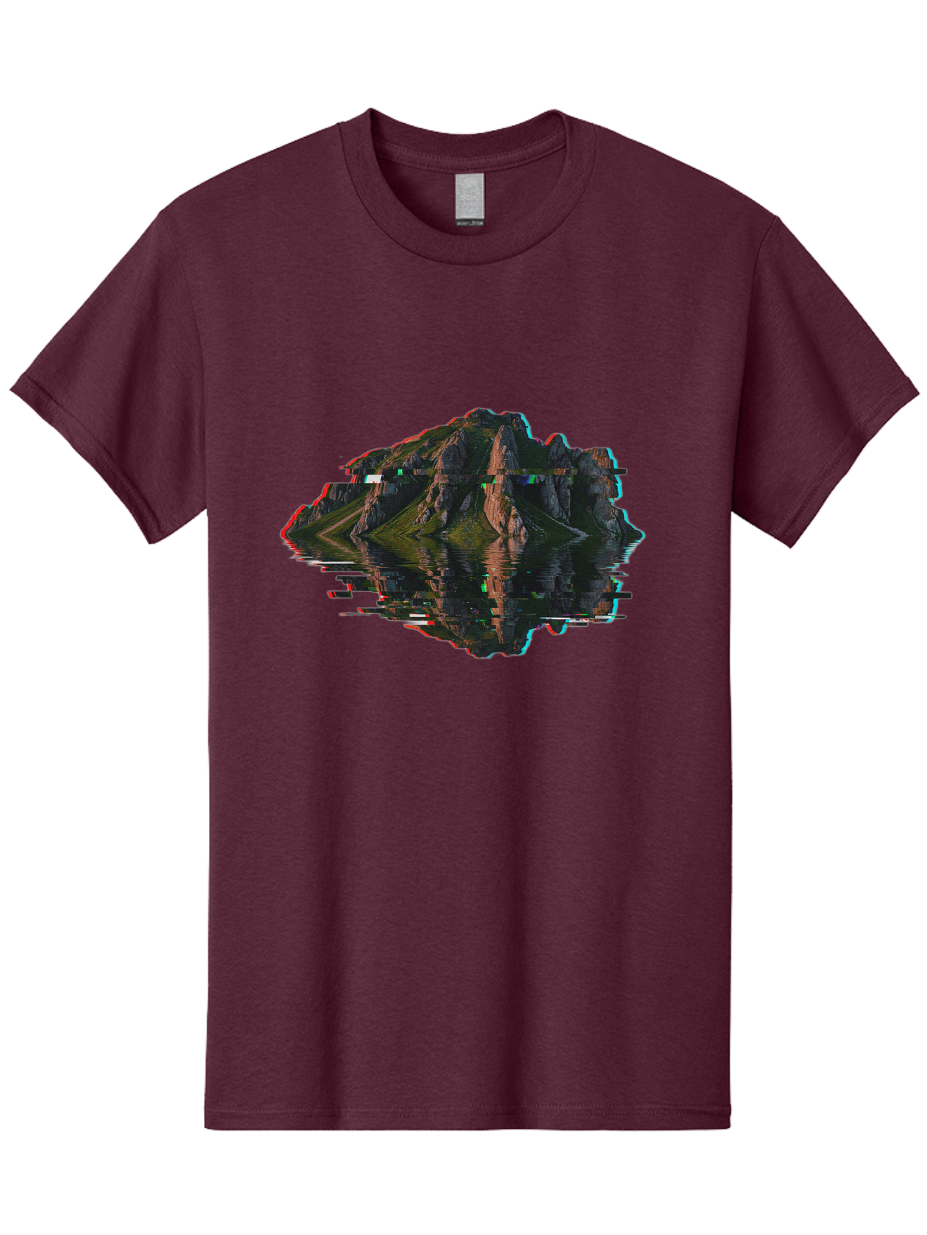 Glitching-Mountain-Landscape Men'S Graphic Tee, 100% Cotton, Comfortable Casual Summer Wear, Machine Washable, Vintage Camera, Old Camera, Antique Camera, Black Camera, Classic Photography, Photography Equipment, Nostalgic Device, Film Camera, Bag533 8