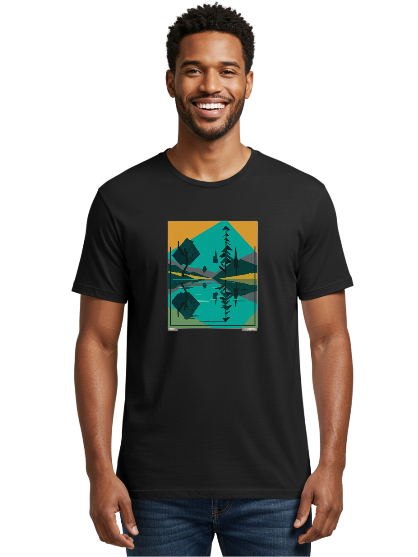 Mountain-Lake-Landscape Men'S Graphic Tee, 100% Cotton, Comfortable Casual Summer Wear, Machine Washable, Vintage Camera, Old Camera, Antique Camera, Black Camera, Classic Photography, Photography Equipment, Nostalgic Device, Film Camera, Bag821 21