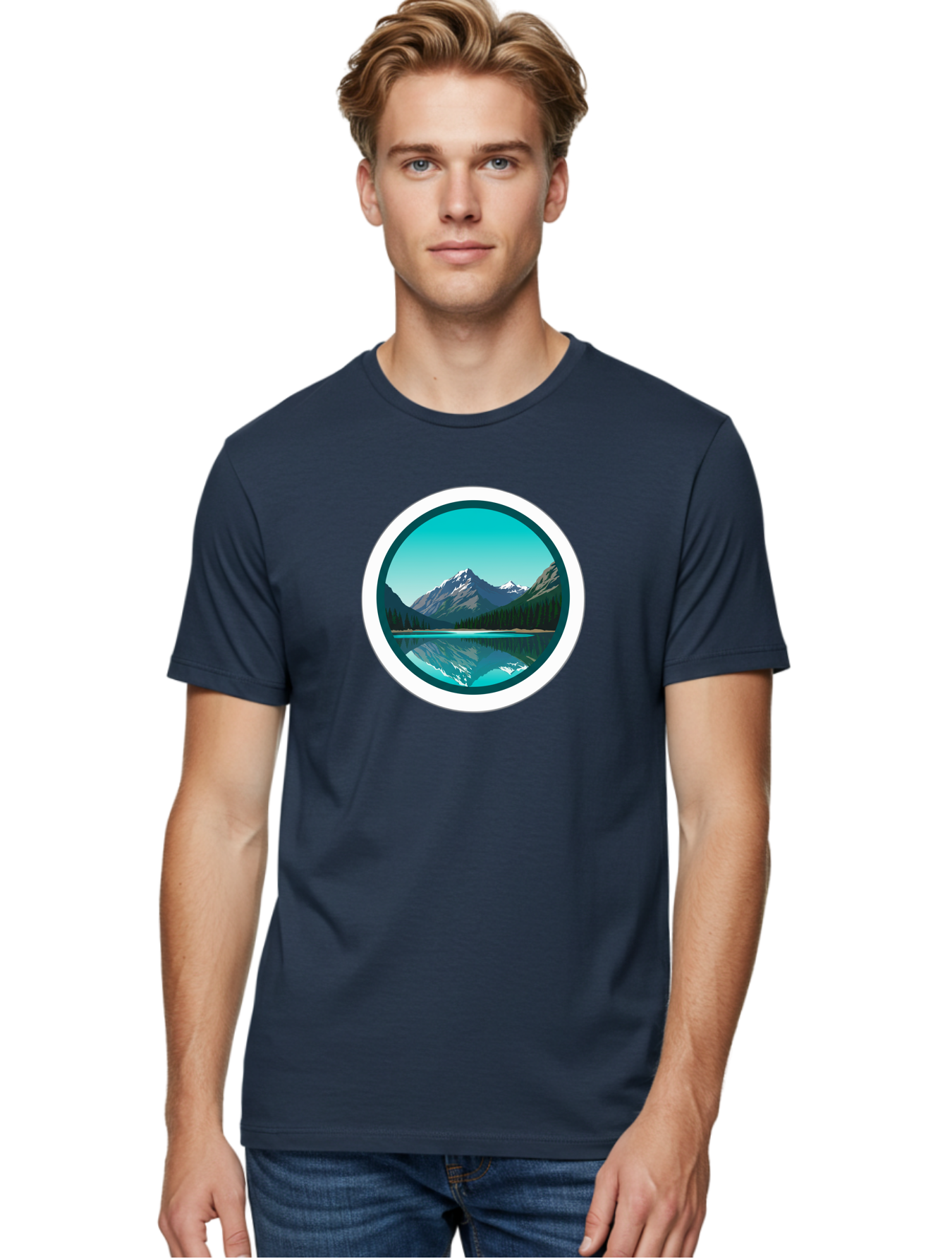 Mountain-Lake-Scene Men'S Graphic Tee, 100% Cotton, Comfortable Casual Summer Wear, Machine Washable, Vintage Camera, Old Camera, Antique Camera, Black Camera, Classic Photography, Photography Equipment, Nostalgic Device, Film Camera, Bag822 22