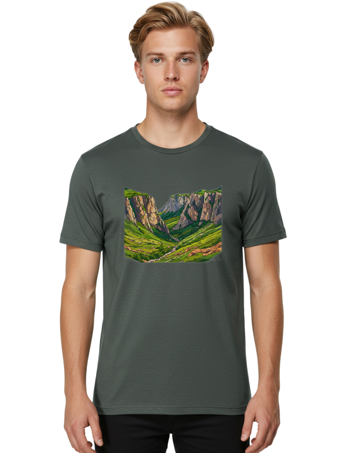 Mountain-Landscape-1 Men'S Graphic Tee, 100% Cotton, Comfortable Casual Summer Wear, Machine Washable, Vintage Camera, Old Camera, Antique Camera, Black Camera, Classic Photography, Photography Equipment, Nostalgic Device, Film Camera, Bag824 26