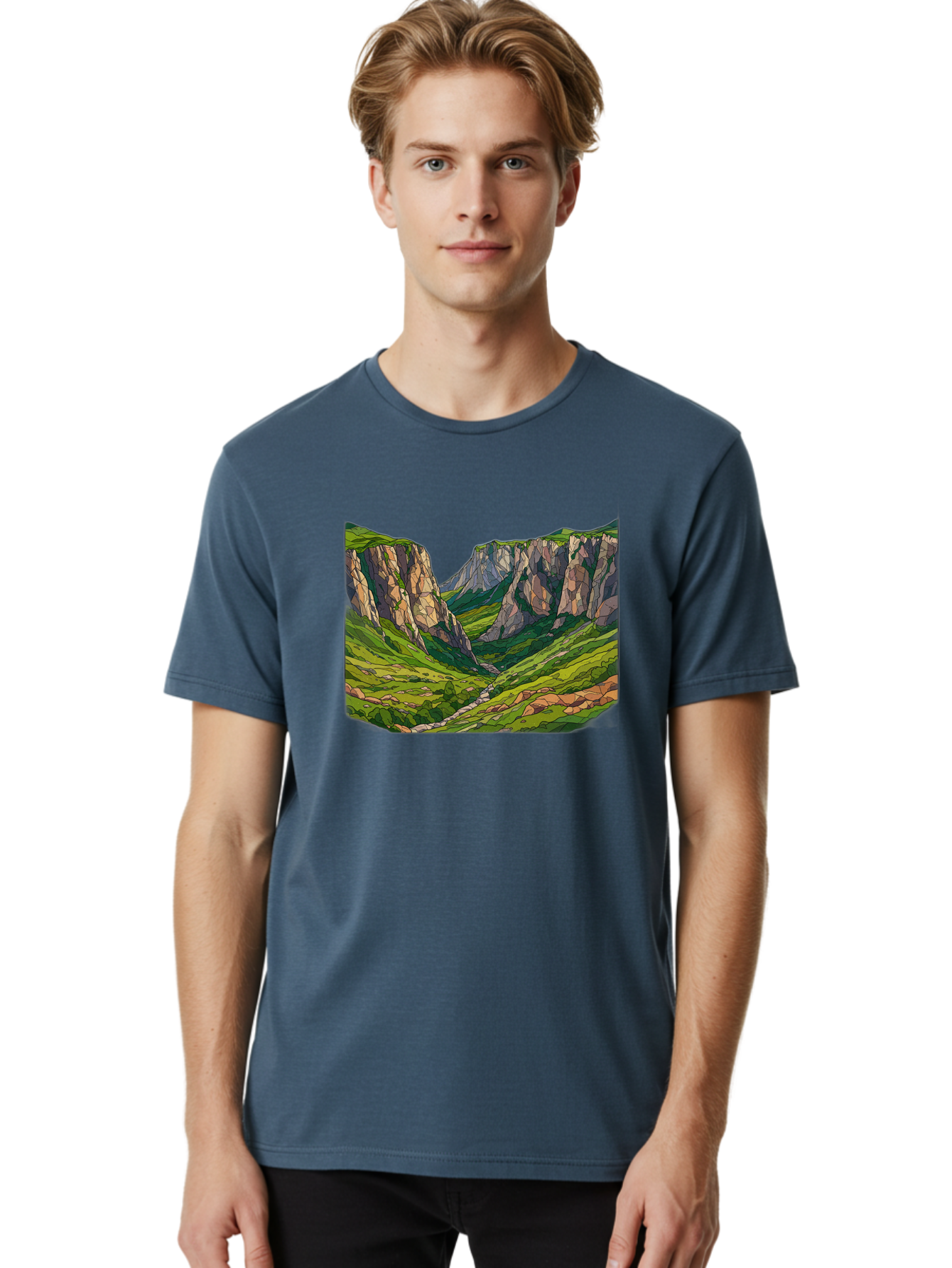 Mountain-Landscape-1 Men'S Graphic Tee, 100% Cotton, Comfortable Casual Summer Wear, Machine Washable, Vintage Camera, Old Camera, Antique Camera, Black Camera, Classic Photography, Photography Equipment, Nostalgic Device, Film Camera, Bag824 24