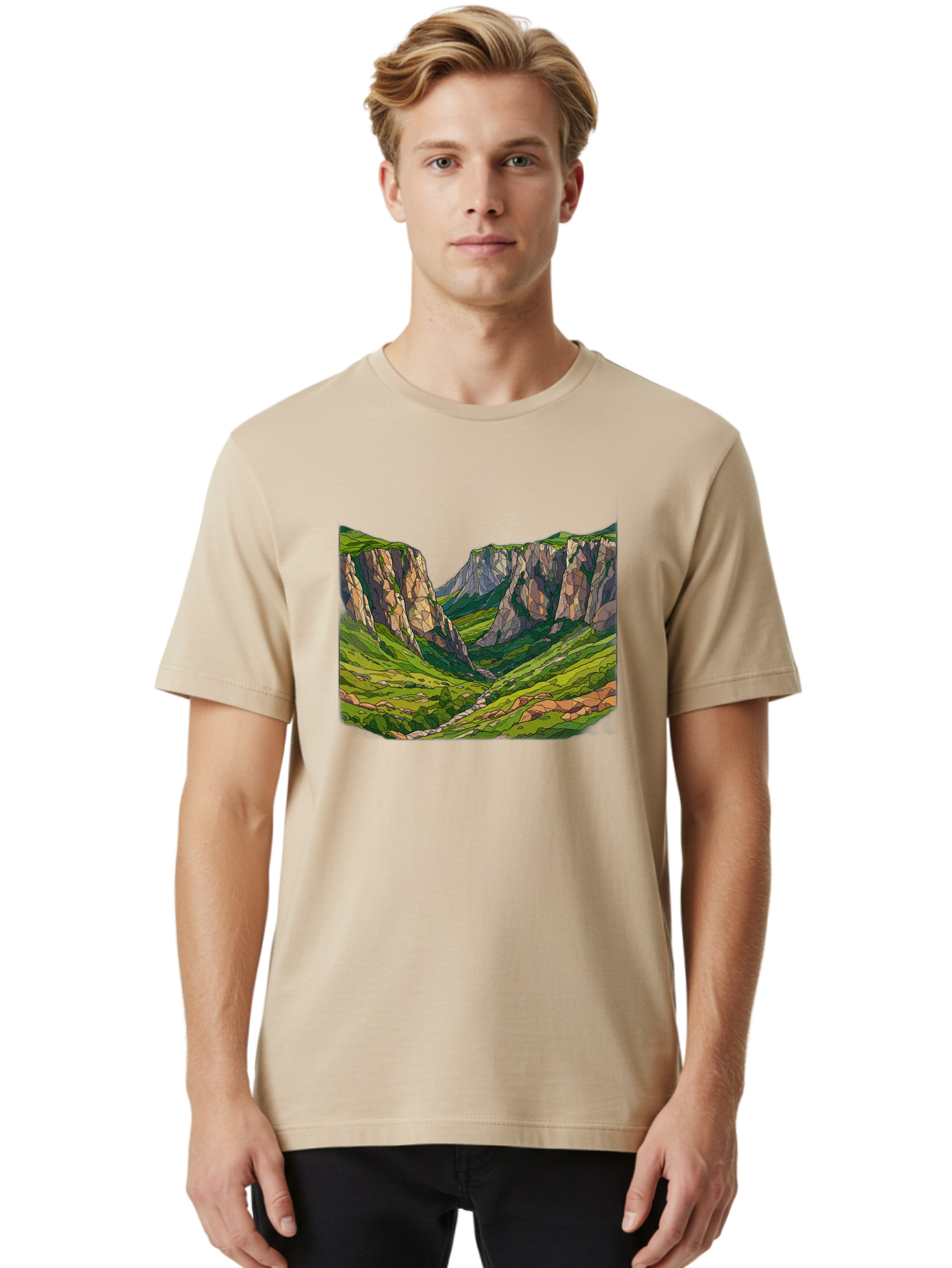 Mountain-Landscape-1 Men'S Graphic Tee, 100% Cotton, Comfortable Casual Summer Wear, Machine Washable, Vintage Camera, Old Camera, Antique Camera, Black Camera, Classic Photography, Photography Equipment, Nostalgic Device, Film Camera, Bag824 27