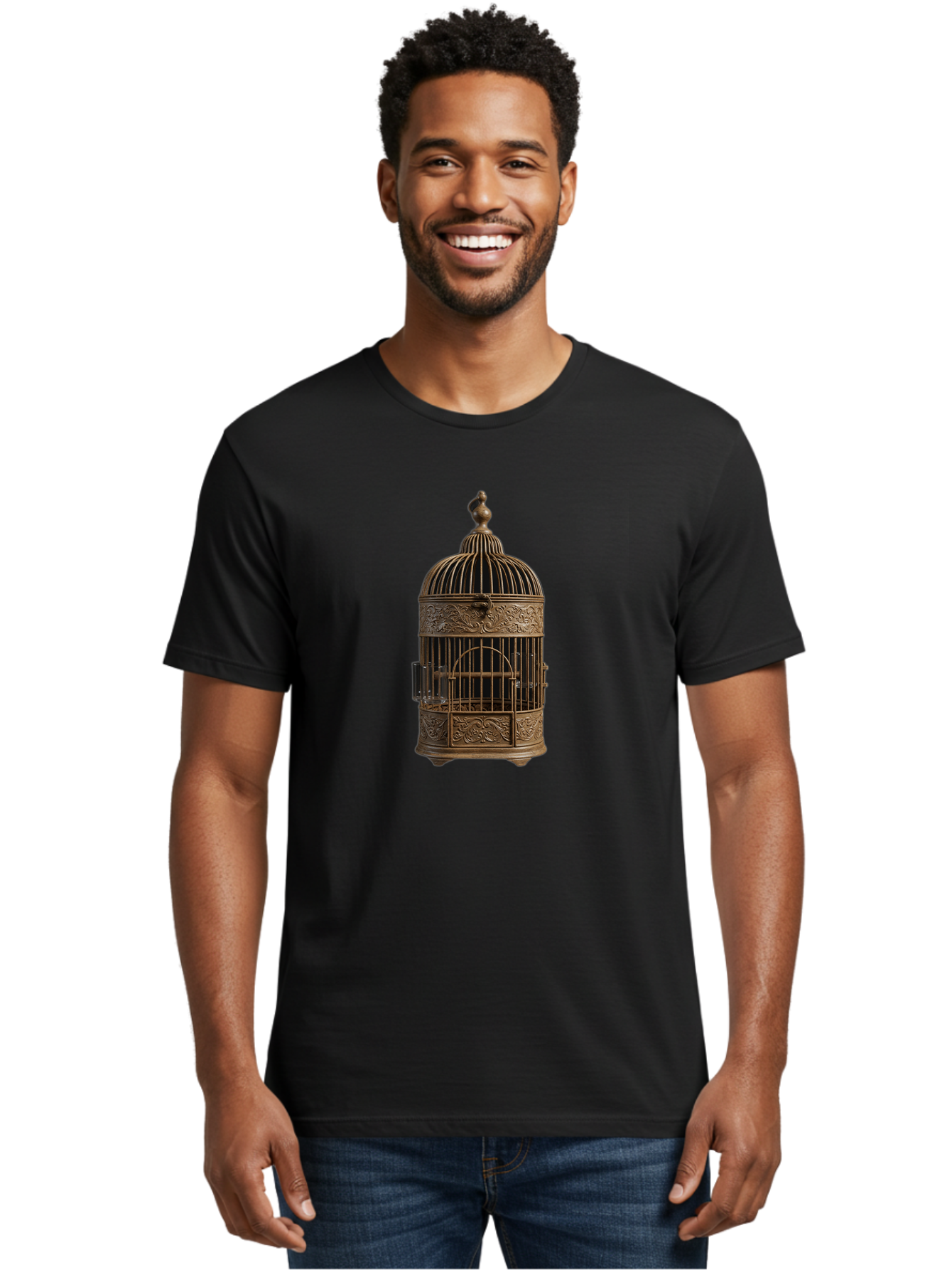 Ornate-Birdcage Men'S Graphic Tee, 100% Cotton, Comfortable Casual Summer Wear, Machine Washable, Vintage Camera, Old Camera, Antique Camera, Black Camera, Classic Photography, Photography Equipment, Nostalgic Device, Film Camera, Camera Art Bag895 24