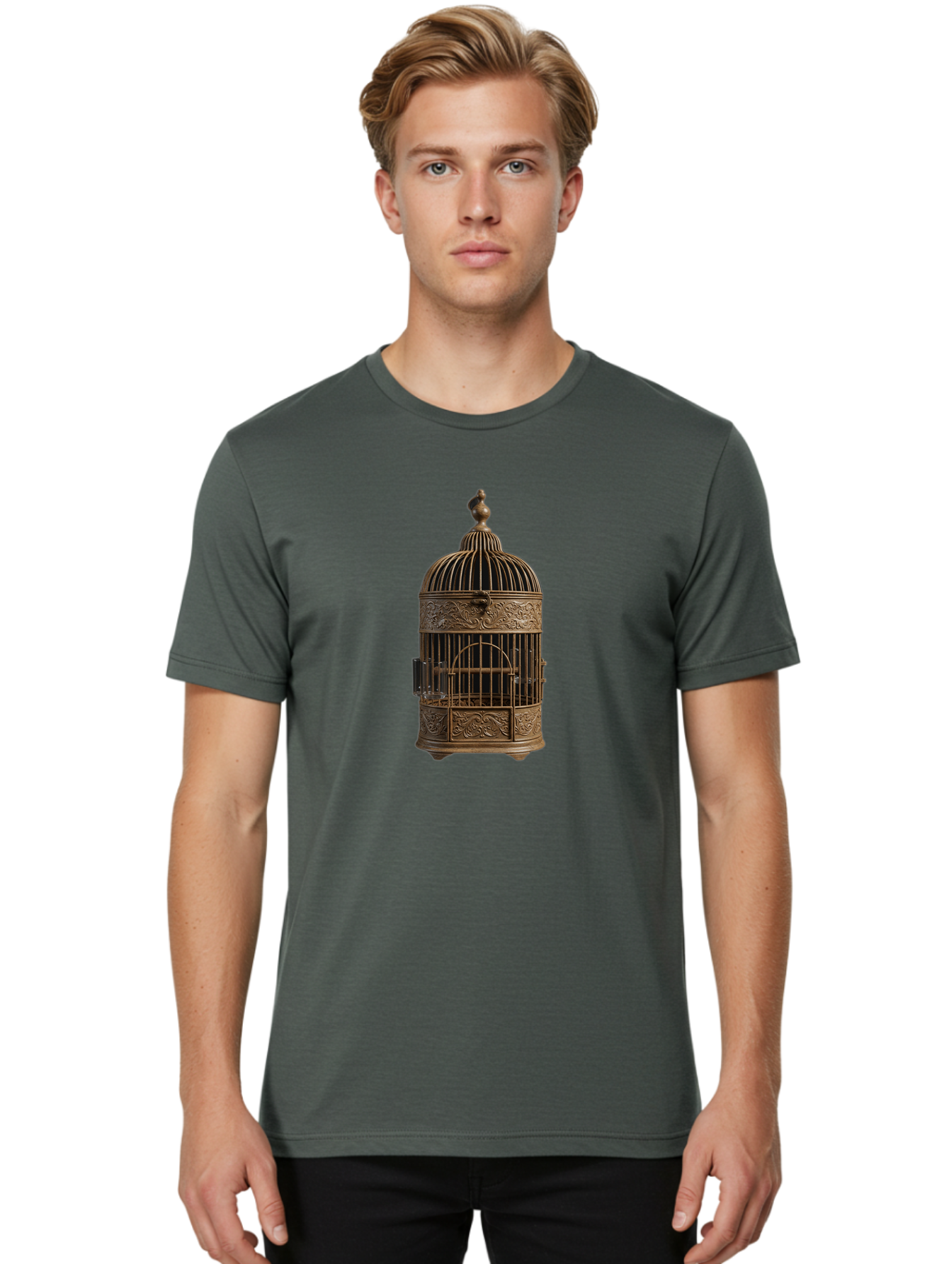 Ornate-Birdcage Men'S Graphic Tee, 100% Cotton, Comfortable Casual Summer Wear, Machine Washable, Vintage Camera, Old Camera, Antique Camera, Black Camera, Classic Photography, Photography Equipment, Nostalgic Device, Film Camera, Camera Art Bag895 21