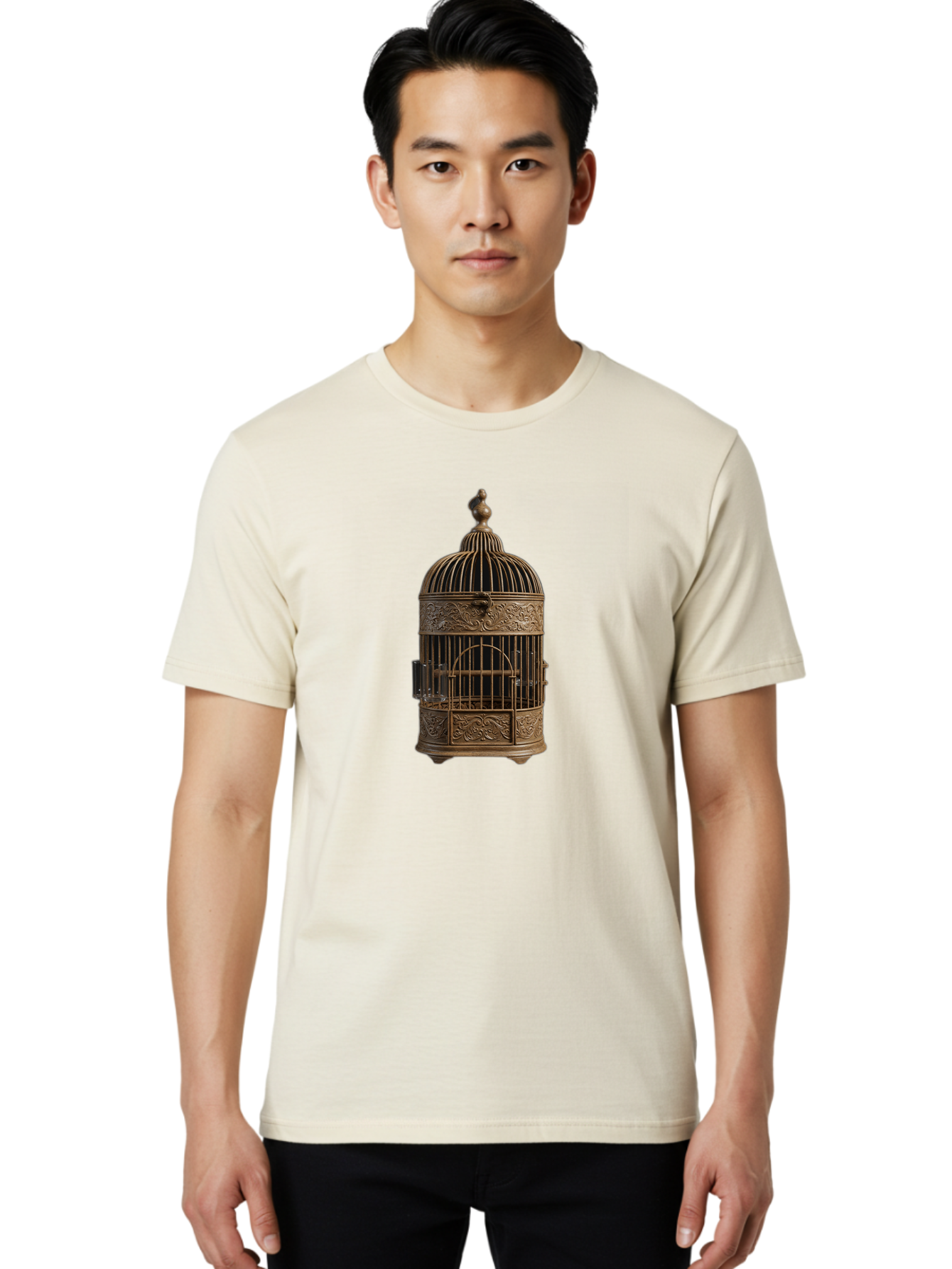 Ornate-Birdcage Men'S Graphic Tee, 100% Cotton, Comfortable Casual Summer Wear, Machine Washable, Vintage Camera, Old Camera, Antique Camera, Black Camera, Classic Photography, Photography Equipment, Nostalgic Device, Film Camera, Camera Art Bag895 23