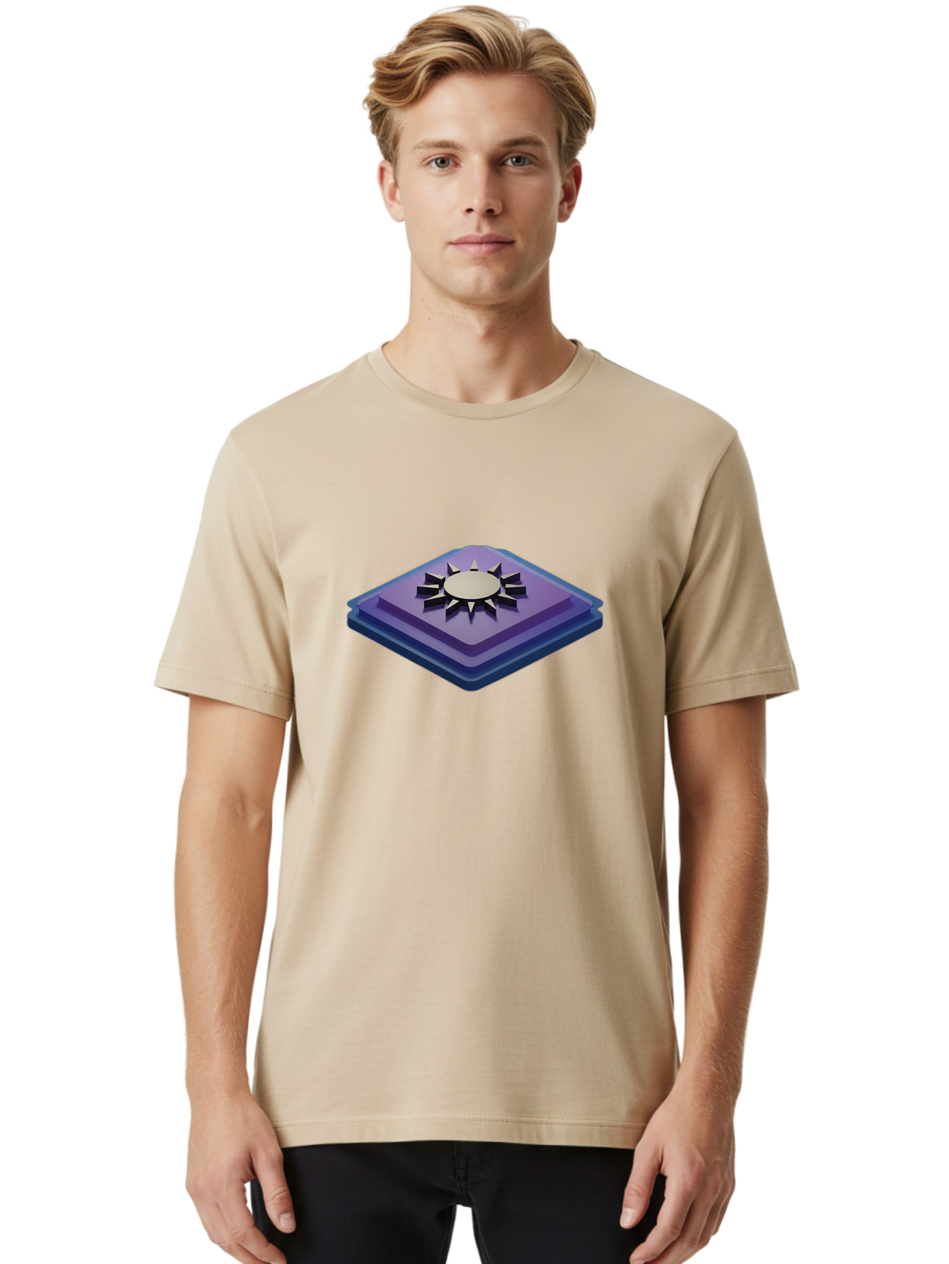 Purple-Square-With-Sun Men'S Graphic Tee, 100% Cotton, Comfortable Casual Summer Wear, Machine Washable, Vintage Camera, Old Camera, Antique Camera, Black Camera, Classic Photography, Photography Equipment, Nostalgic Device, Film Camera, Bag997 16