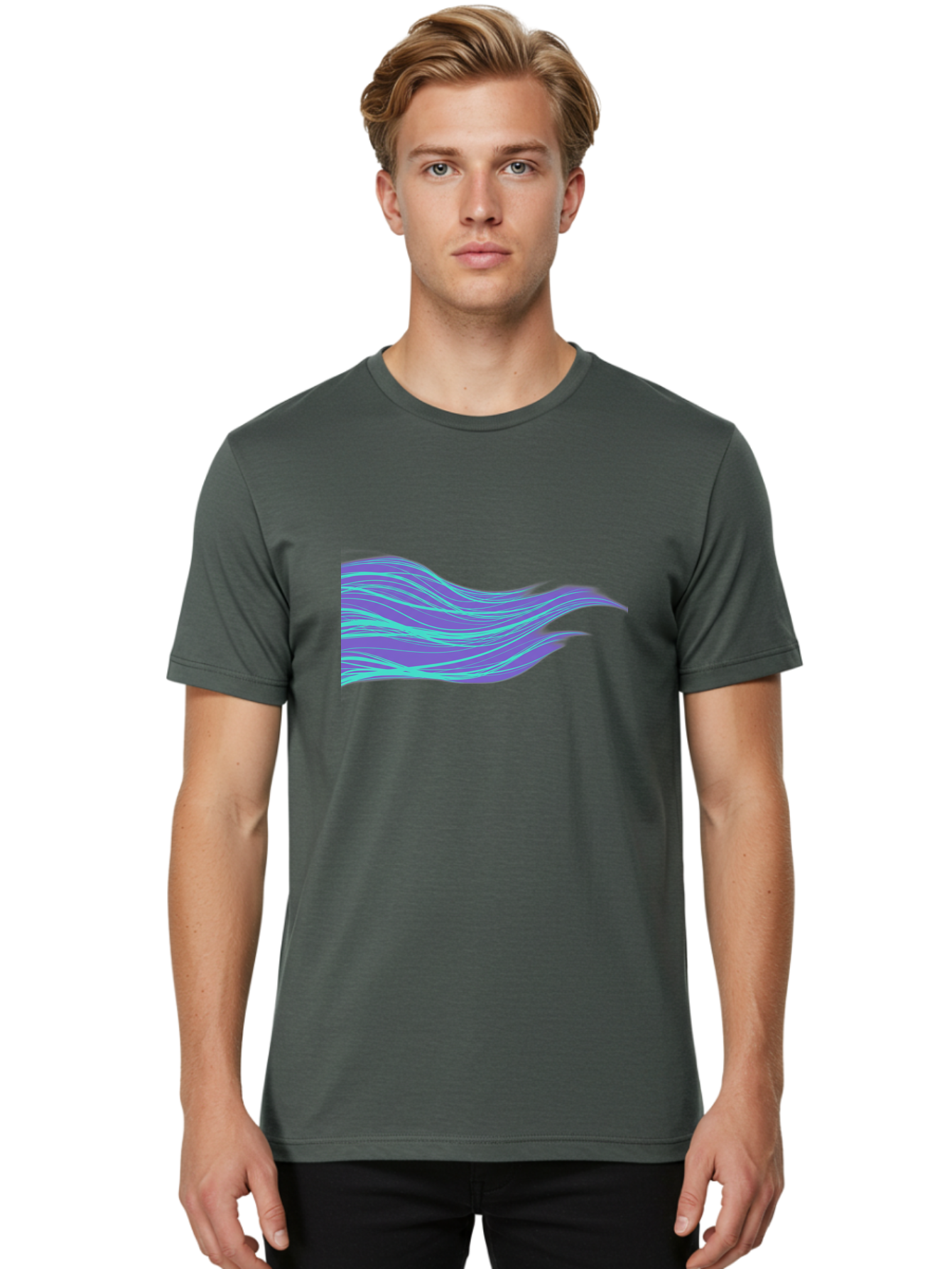 Purple-Wave-Lines Men'S Graphic Tee, 100% Cotton, Comfortable Casual Summer Wear, Machine Washable, Vintage Camera, Old Camera, Antique Camera, Black Camera, Classic Photography, Photography Equipment, Nostalgic Device, Film Camera, Camera Art Bag998 26