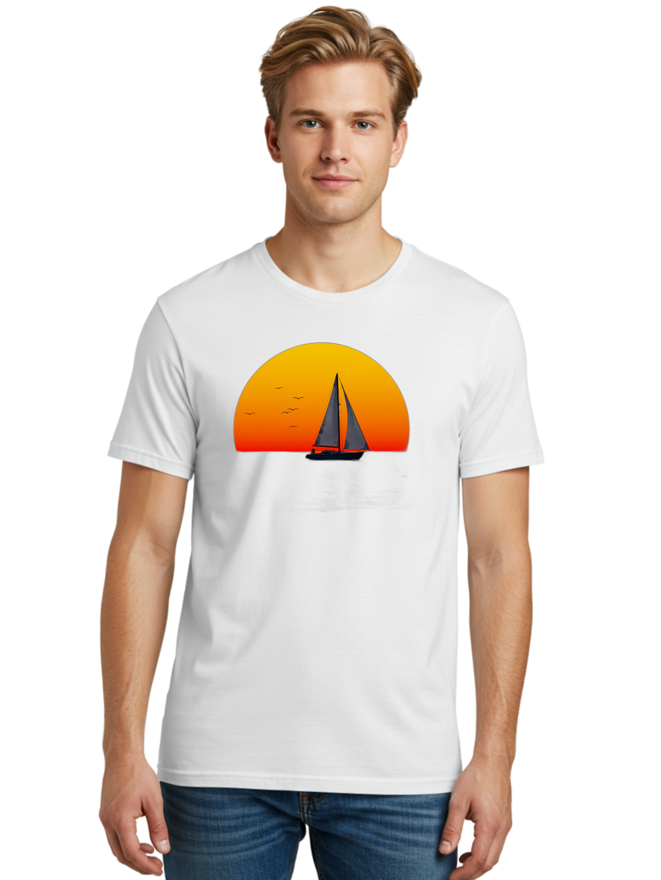 Sailboat-At-Sunset Men'S Graphic Tee, 100% Cotton, Comfortable Casual Summer Wear, Machine Washable, Vintage Camera, Old Camera, Antique Camera, Black Camera, Classic Photography, Photography Equipment, Nostalgic Device, Film Camera, Bah055 30