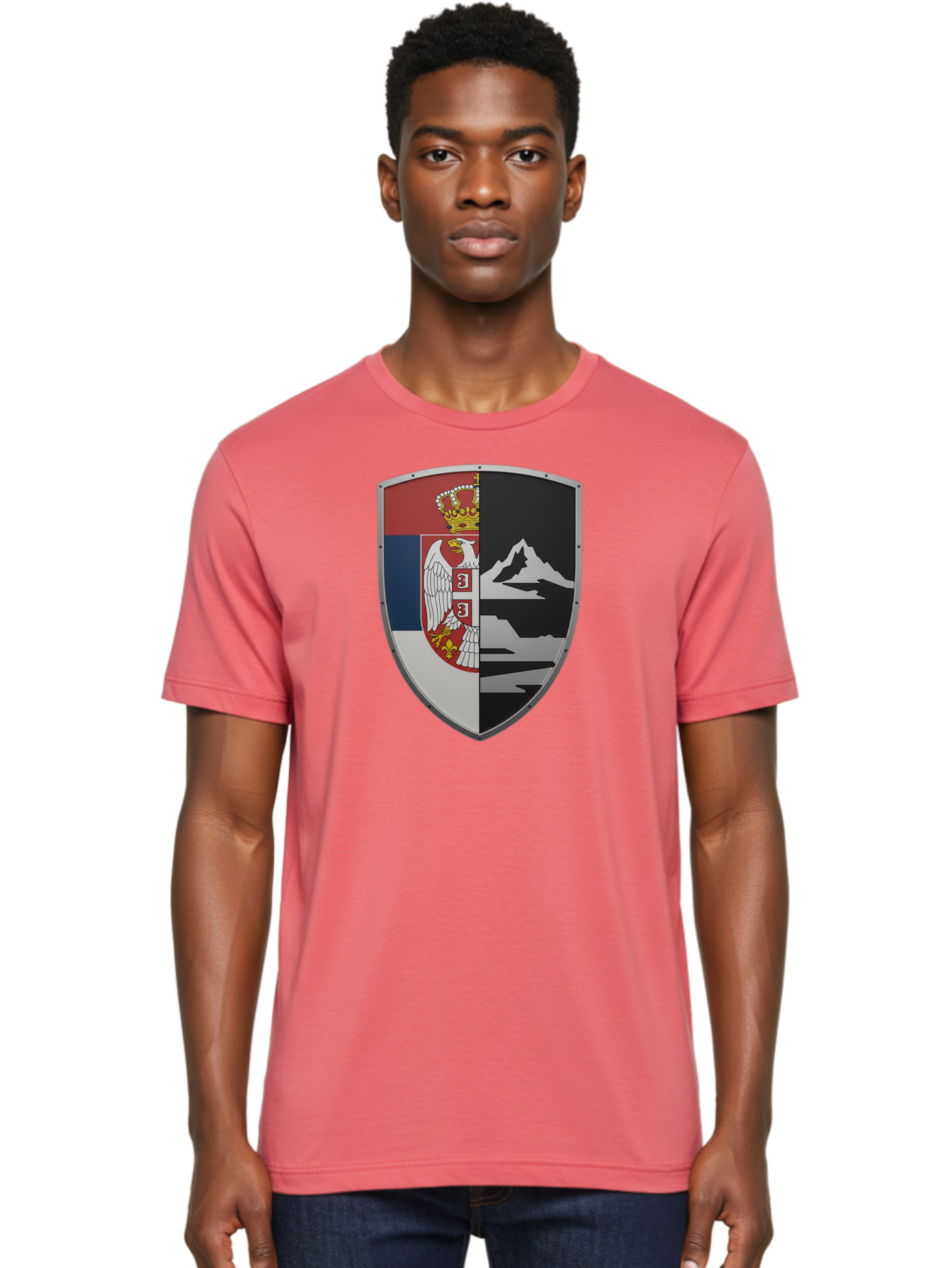 Shield-With-Eagle-And-Mountain Men'S Graphic Tee, 100% Cotton, Comfortable Casual Summer Wear, Machine Washable, Vintage Camera, Old Camera, Antique Camera, Black Camera, Classic Photography, Photography Equipment, Nostalgic Device, Bah100 29