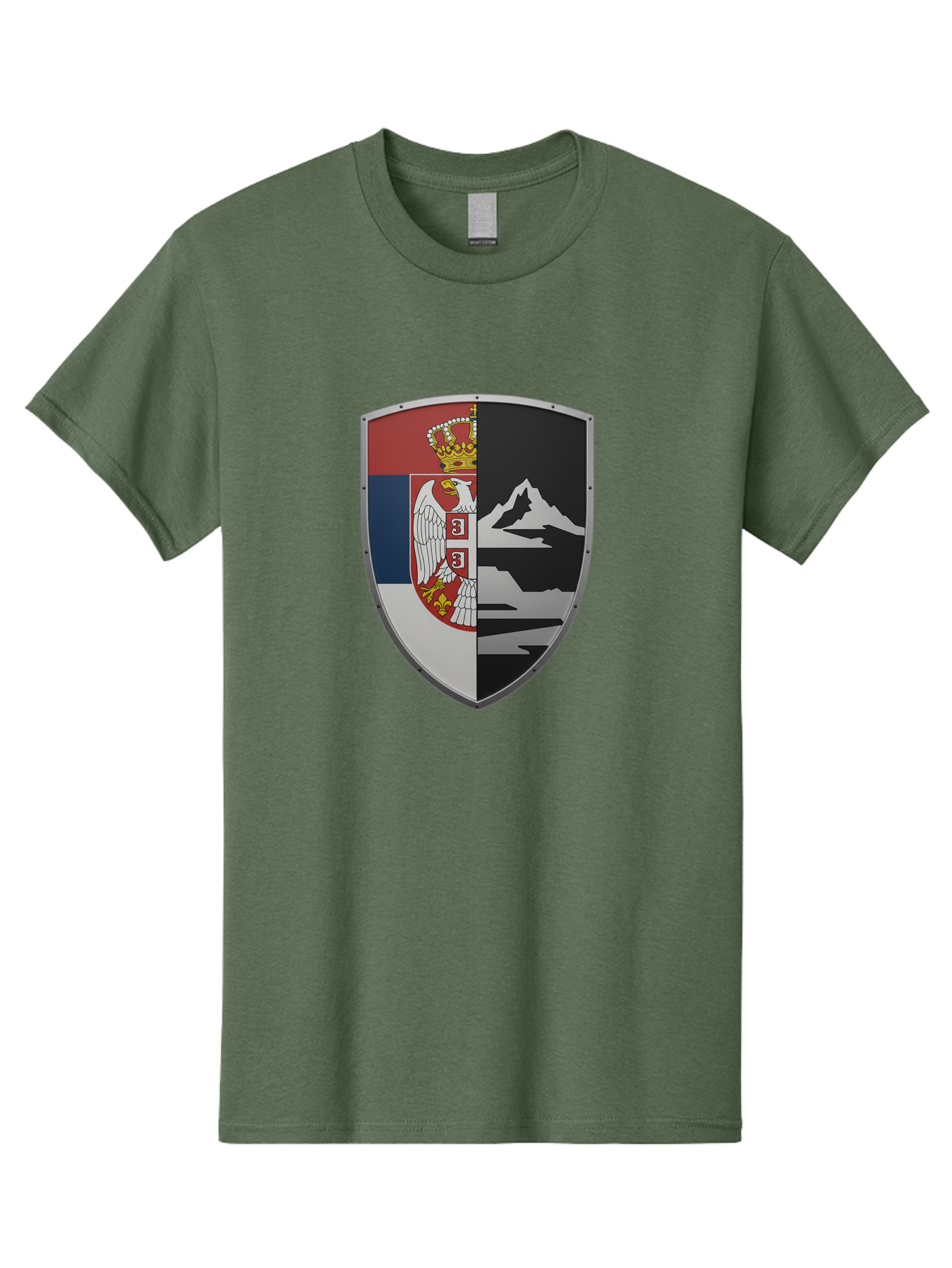 Shield-With-Eagle-And-Mountain Men'S Graphic Tee, 100% Cotton, Comfortable Casual Summer Wear, Machine Washable, Vintage Camera, Old Camera, Antique Camera, Black Camera, Classic Photography, Photography Equipment, Nostalgic Device, Bah100 15